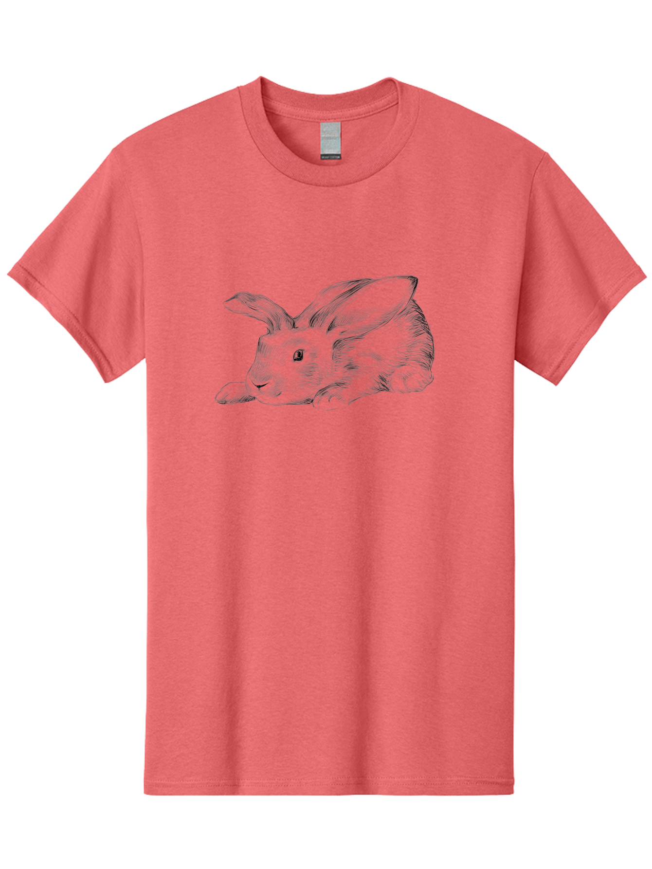 Rabbit Men'S Graphic Tee, 100% Cotton, Comfortable Casual Summer Wear, Machine Washable, Pen And Ink Drawing Of A Resting Rabbit, Cute Rabbit, Rabbit, Bunny, Whiskers, Furry, Rabbit Ears, Pet, Soft Fur, Adorable, Sketch Aac271