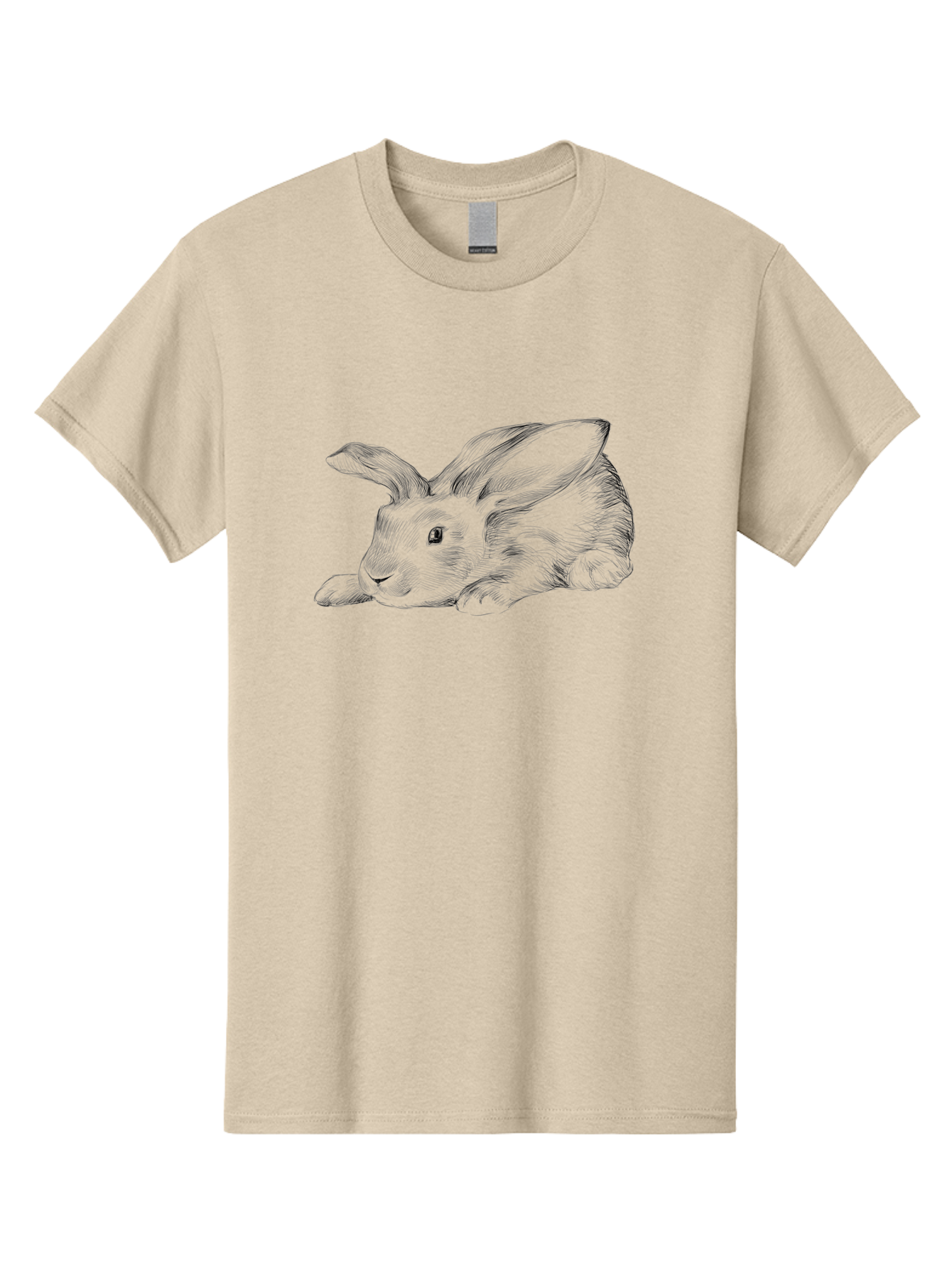 Rabbit Men'S Graphic Tee, 100% Cotton, Comfortable Casual Summer Wear, Machine Washable, Pen And Ink Drawing Of A Resting Rabbit, Cute Rabbit, Rabbit, Bunny, Whiskers, Furry, Rabbit Ears, Pet, Soft Fur, Adorable, Sketch Aac271
