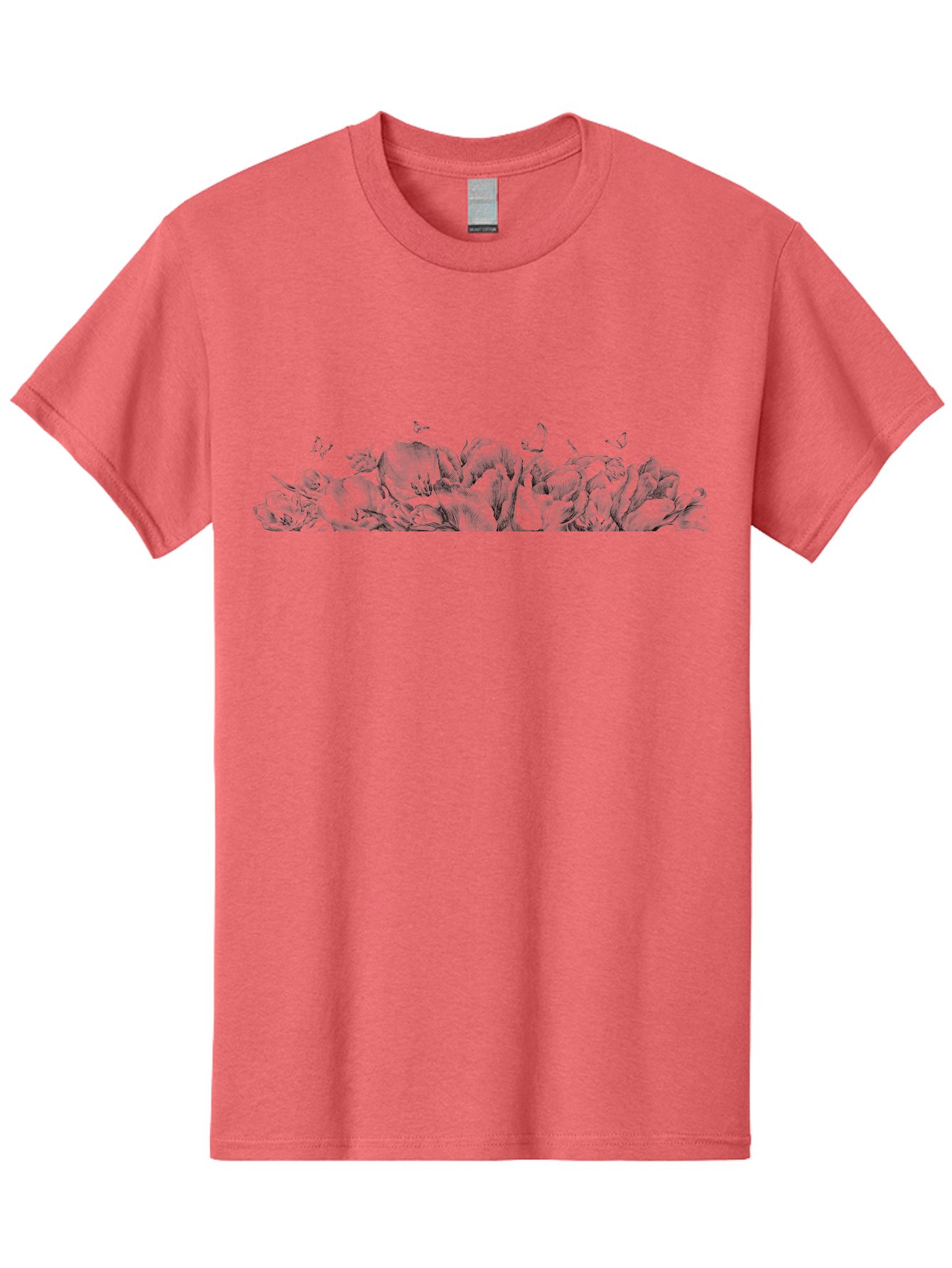 Roses-And-Butterflies Men'S Graphic Tee, 100% Cotton, Comfortable Casual Summer Wear, Machine Washable, Roses, Butterflies, Floral Arrangement, Elegant Flowers, Delicate Butterflies, Vintage Style, Romantic Ambiance, Floral Beauty, Aac273