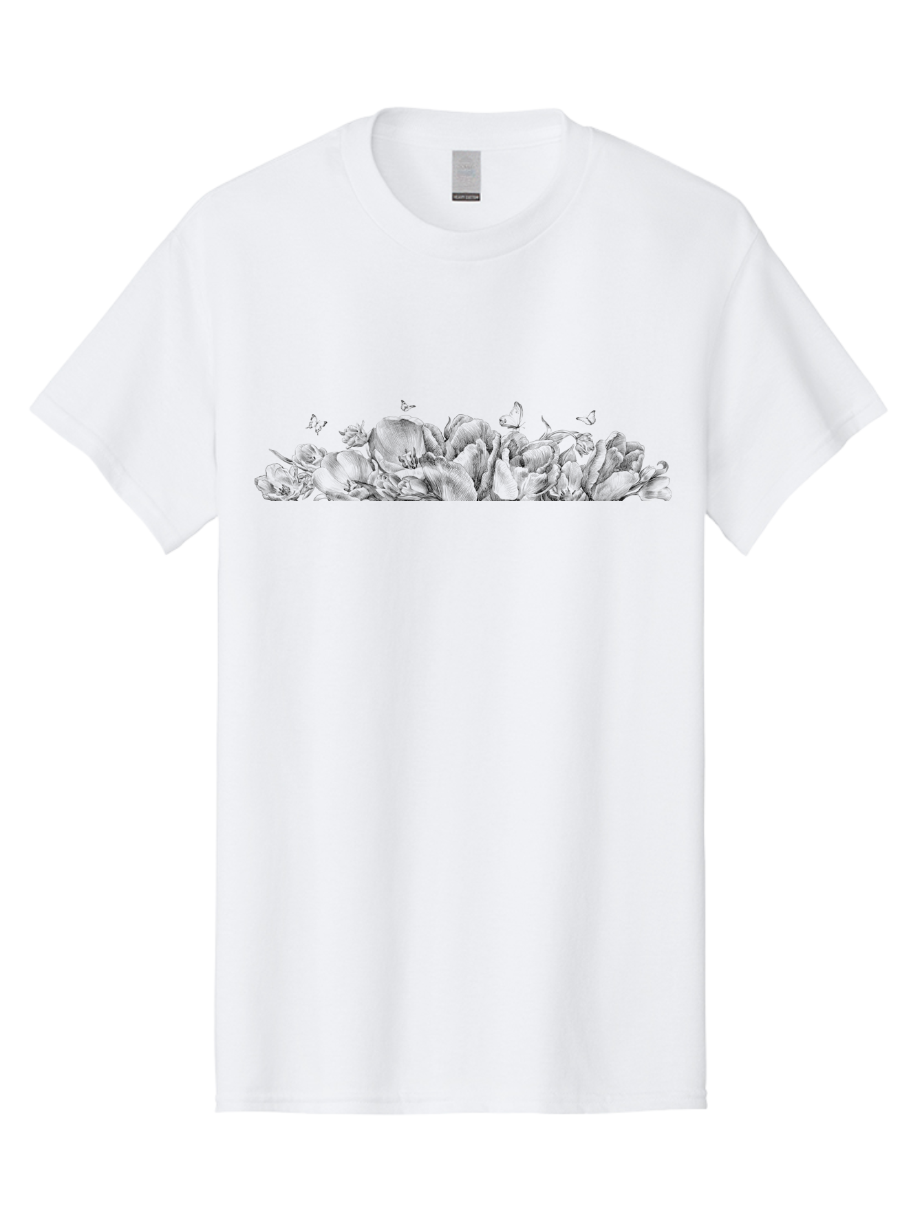 Roses-And-Butterflies Men'S Graphic Tee, 100% Cotton, Comfortable Casual Summer Wear, Machine Washable, Roses, Butterflies, Floral Arrangement, Elegant Flowers, Delicate Butterflies, Vintage Style, Romantic Ambiance, Floral Beauty, Aac273