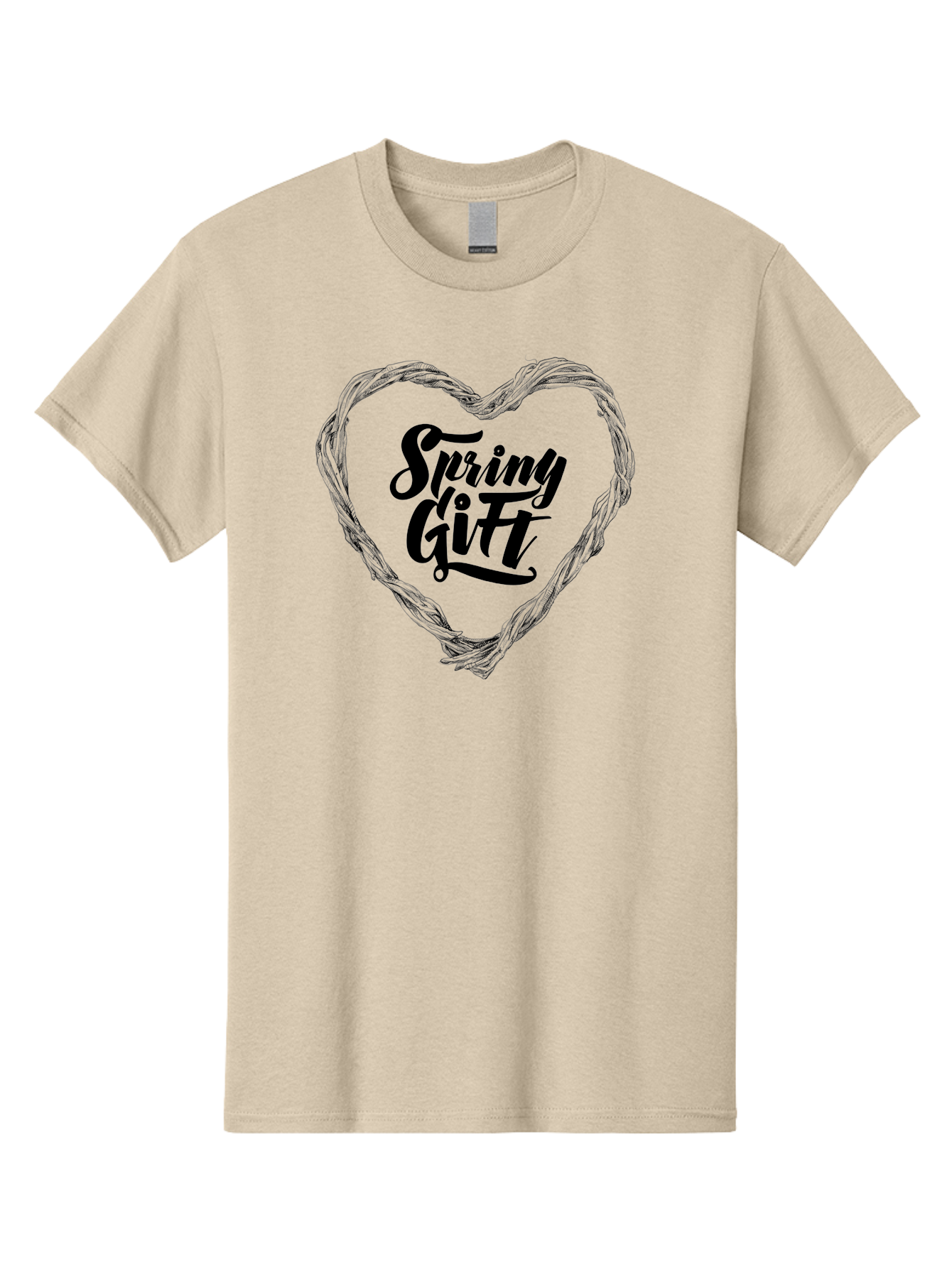 Spring-Gift-1 Men'S Graphic Tee, 100% Cotton, Comfortable Casual Summer Wear, Machine Washable, Handwritten Script, Spring Gift, Heart Shaped Frame, Natural Elements, Seasonal Symbolism, Gift Giving Ideas, Floral Inspiration, Aac274
