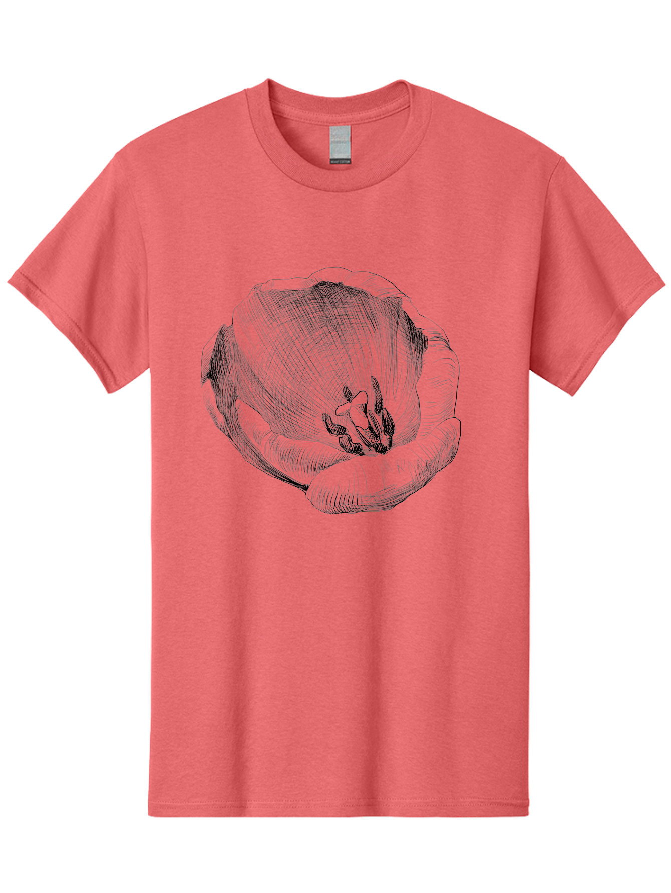 Tulip-1 Men'S Graphic Tee, 100% Cotton, Comfortable Casual Summer Wear, Machine Washable, Tulip Flower, Floral Illustration, Botanical Art, Hand-Drawn Design, Elegant Petals, Delicate Lines, Artistic Expression, Flower Drawing Aac276