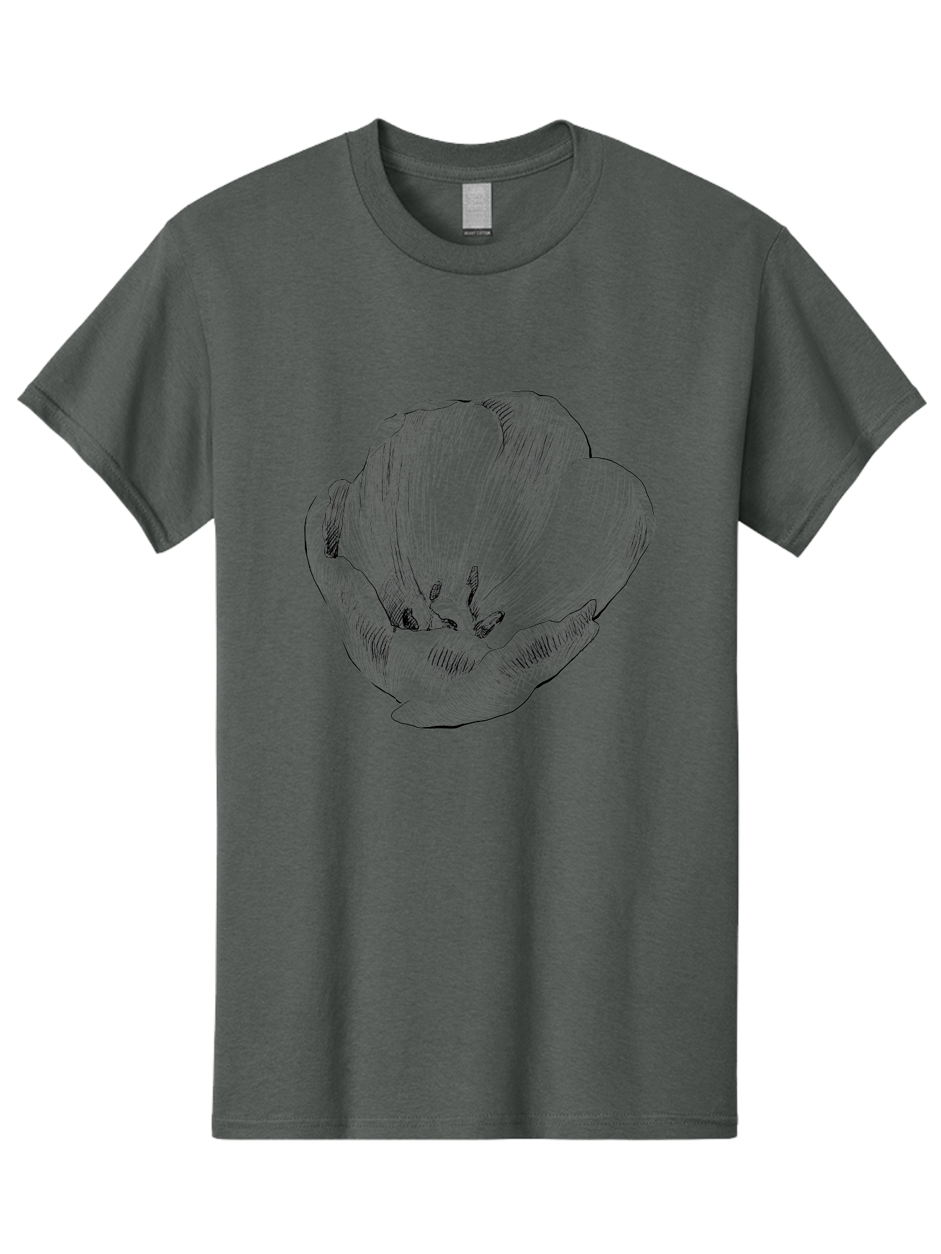 Tulip Men'S Graphic Tee, 100% Cotton, Comfortable Casual Summer Wear, Machine Washable, Hand-Drawn Tulip, Flower Illustration, Botanical Art, Sketched Petals, Elegant Design, Floral Motif, Delicate Lines Aac277