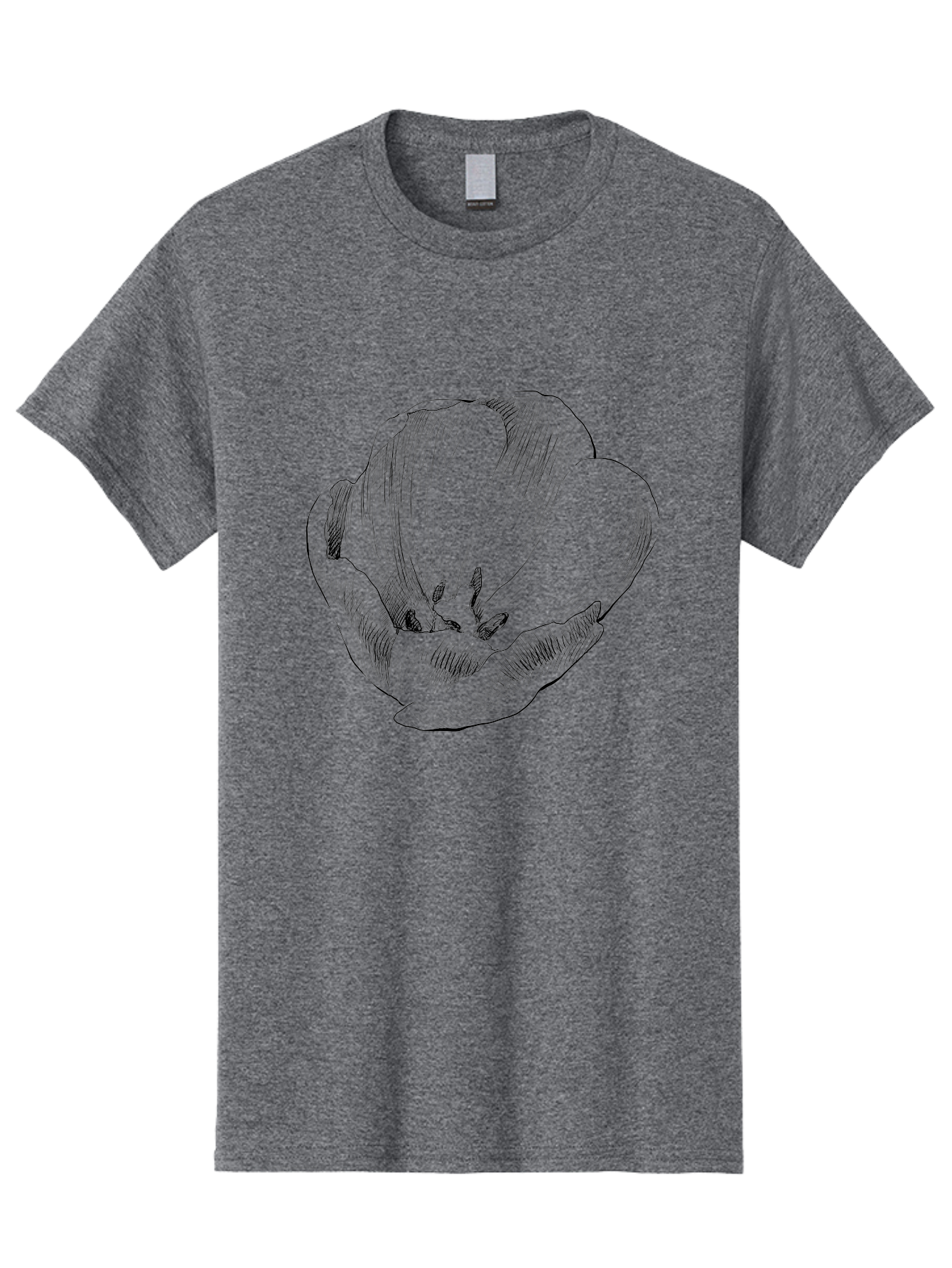 Tulip Men'S Graphic Tee, 100% Cotton, Comfortable Casual Summer Wear, Machine Washable, Hand-Drawn Tulip, Flower Illustration, Botanical Art, Sketched Petals, Elegant Design, Floral Motif, Delicate Lines Aac277