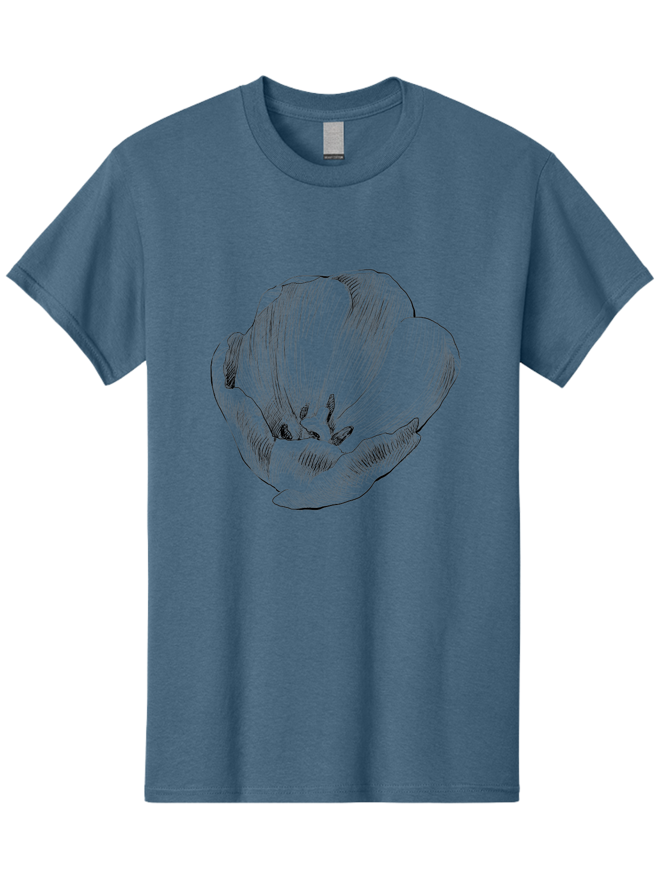 Tulip Men'S Graphic Tee, 100% Cotton, Comfortable Casual Summer Wear, Machine Washable, Hand-Drawn Tulip, Flower Illustration, Botanical Art, Sketched Petals, Elegant Design, Floral Motif, Delicate Lines Aac277