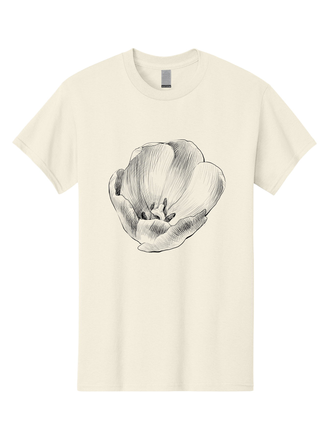 Tulip Men'S Graphic Tee, 100% Cotton, Comfortable Casual Summer Wear, Machine Washable, Hand-Drawn Tulip, Flower Illustration, Botanical Art, Sketched Petals, Elegant Design, Floral Motif, Delicate Lines Aac277