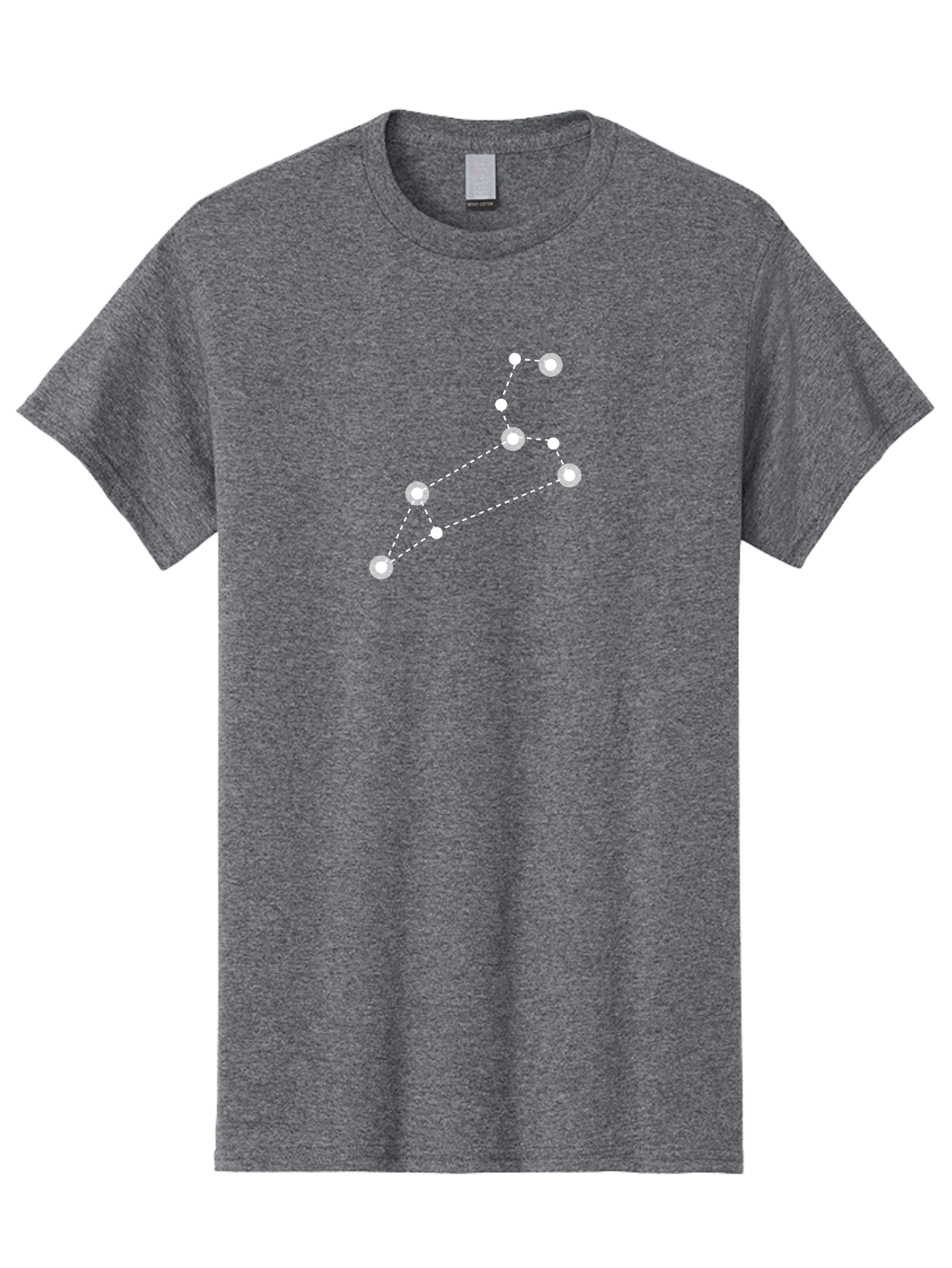 Big-Dipper Men'S Graphic Tee, 100% Cotton, Comfortable Casual Summer Wear, Machine Washable, Constellation Pattern, Big Dipper Stars, Astronomy Symbol, Glowing Constellation, Dotted Lines Connecting Stars, White Stars On Green, Aac278