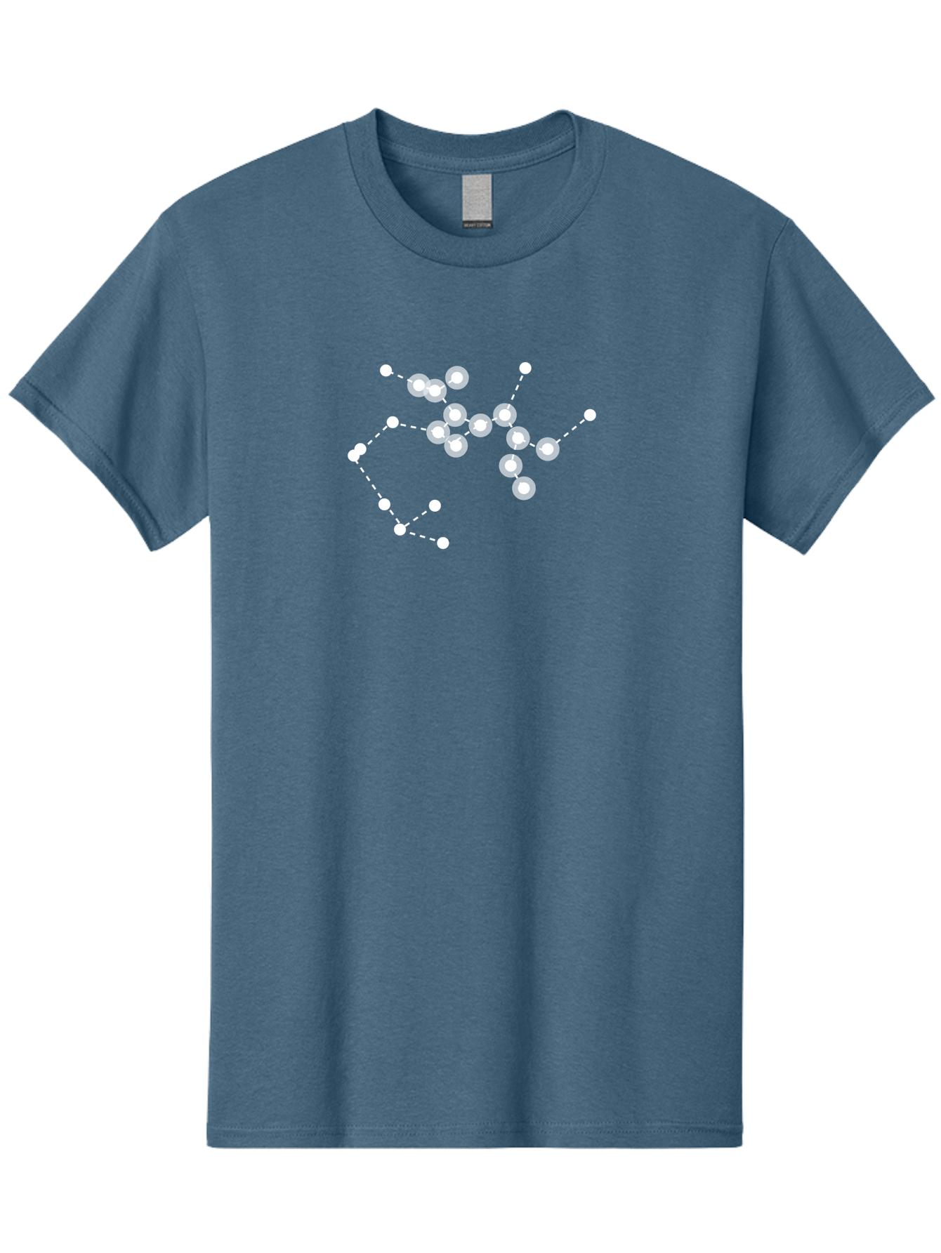 Cancer-Constellation Men'S Graphic Tee, 100% Cotton, Comfortable Casual Summer Wear, Machine Washable, Constellation Of Stars, Starry Night Sky, White Dots Connected By Dashed Lines, Astronomical Pattern, Simple Graphics, Minimalist Design, Aac279