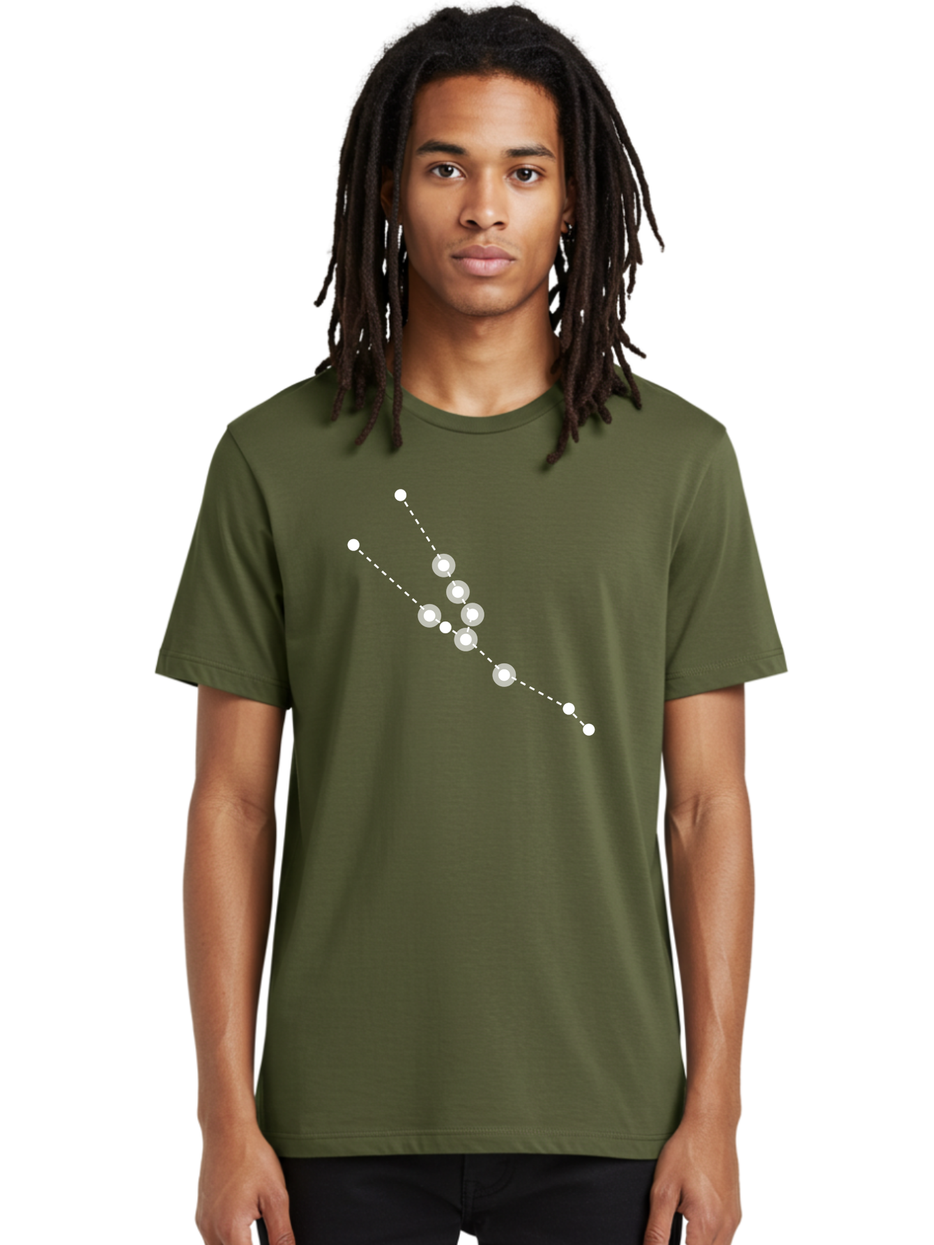Constellation-5 Men'S Graphic Tee, 100% Cotton, Comfortable Casual Summer Wear, Machine Washable, Dotted Lines, White Dots, Constellation Pattern, Astronomical Illustration, Celestial Navigation, Night Sky Scenery, Stars Aligned Aac284