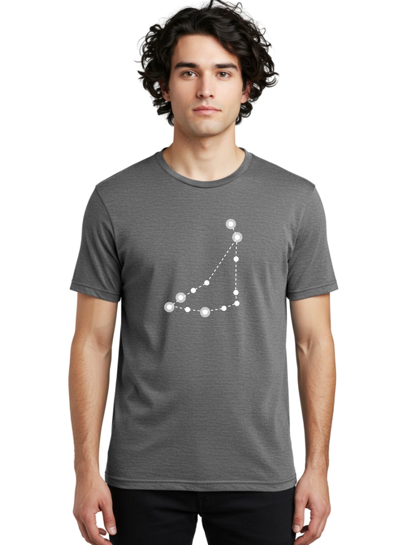 Constellation-Pattern-1 Men'S Graphic Tee, 100% Cotton, Comfortable Casual Summer Wear, Machine Washable, Constellation, White Stars, Dotted Lines, Celestial Map, Astronomy, Night Sky, Star Pattern, Zodiac Signs Aac285