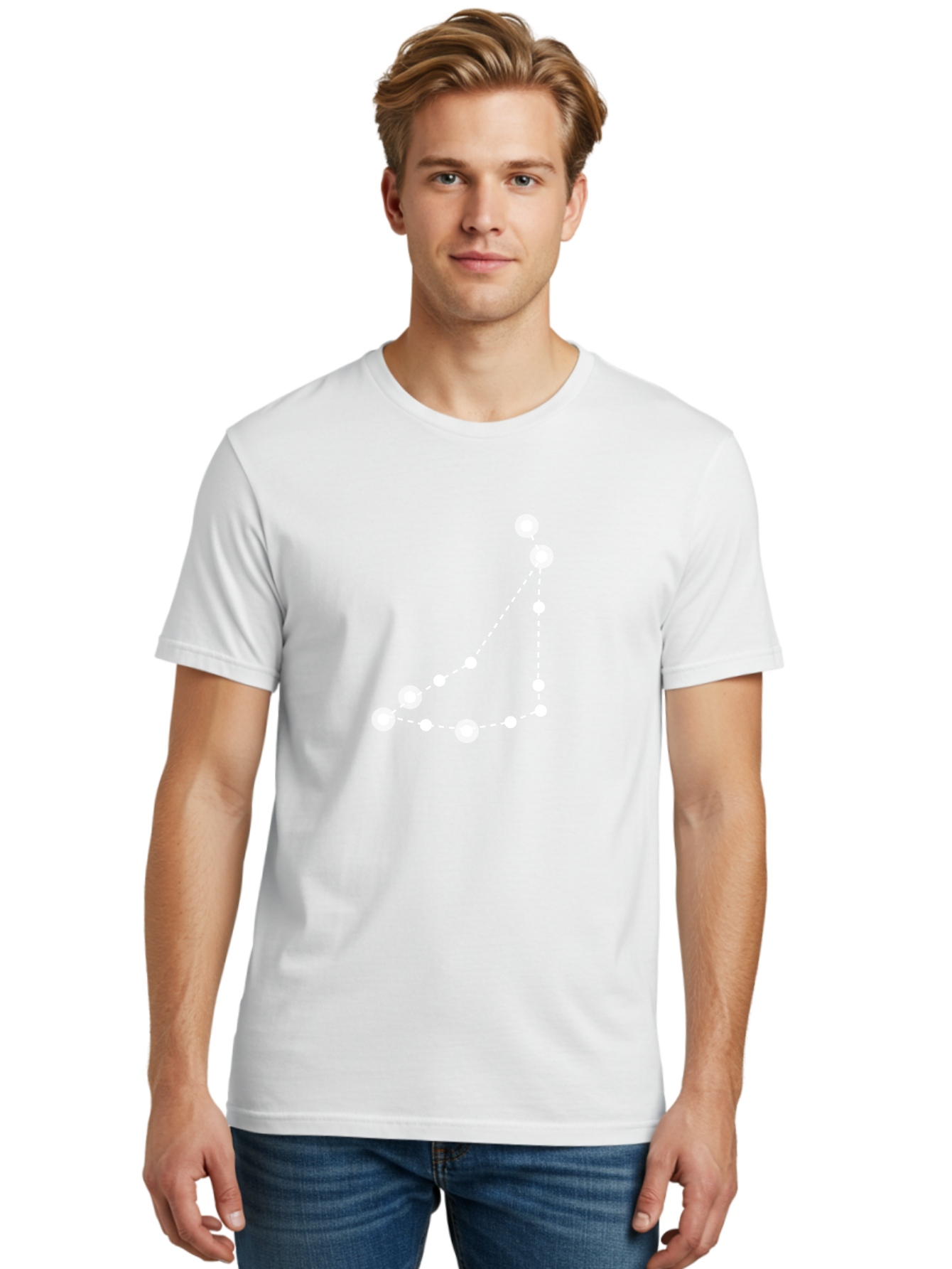 Constellation-Pattern-1 Men'S Graphic Tee, 100% Cotton, Comfortable Casual Summer Wear, Machine Washable, Constellation, White Stars, Dotted Lines, Celestial Map, Astronomy, Night Sky, Star Pattern, Zodiac Signs Aac285