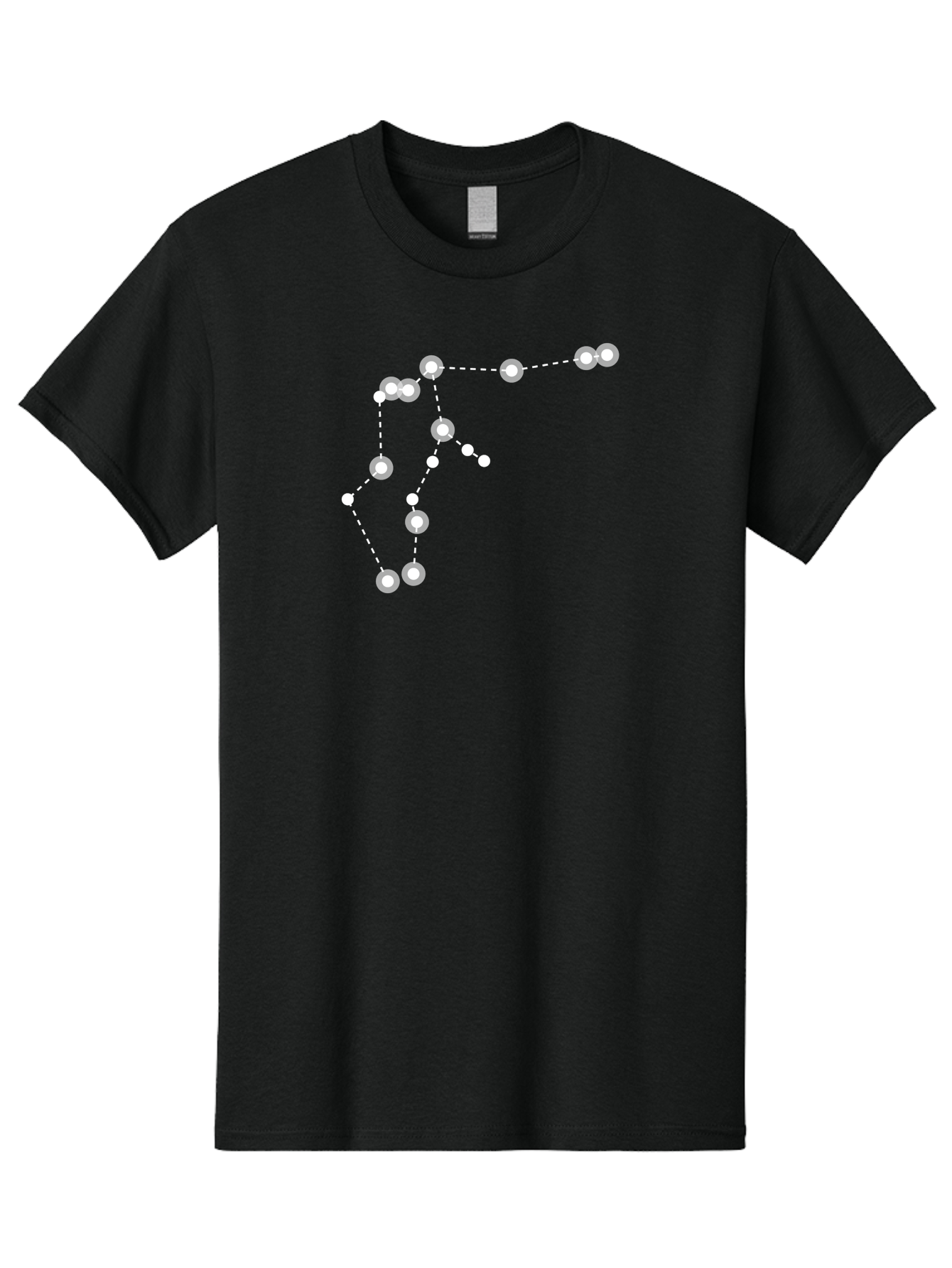 Constellation Men'S Graphic Tee, 100% Cotton, Comfortable Casual Summer Wear, Machine Washable, Stars Connected By Dotted Lines, Glowing White Dots, Celestial Navigation, Astronomy, Constellations, Starry Night Sky, Nighttime, Aac289