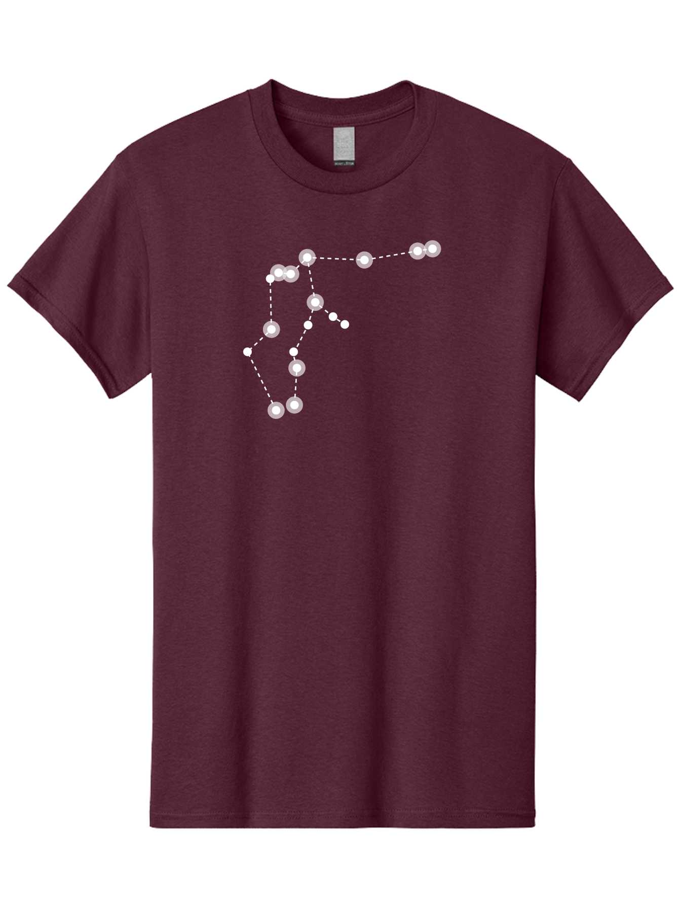 Constellation Men'S Graphic Tee, 100% Cotton, Comfortable Casual Summer Wear, Machine Washable, Stars Connected By Dotted Lines, Glowing White Dots, Celestial Navigation, Astronomy, Constellations, Starry Night Sky, Nighttime, Aac289