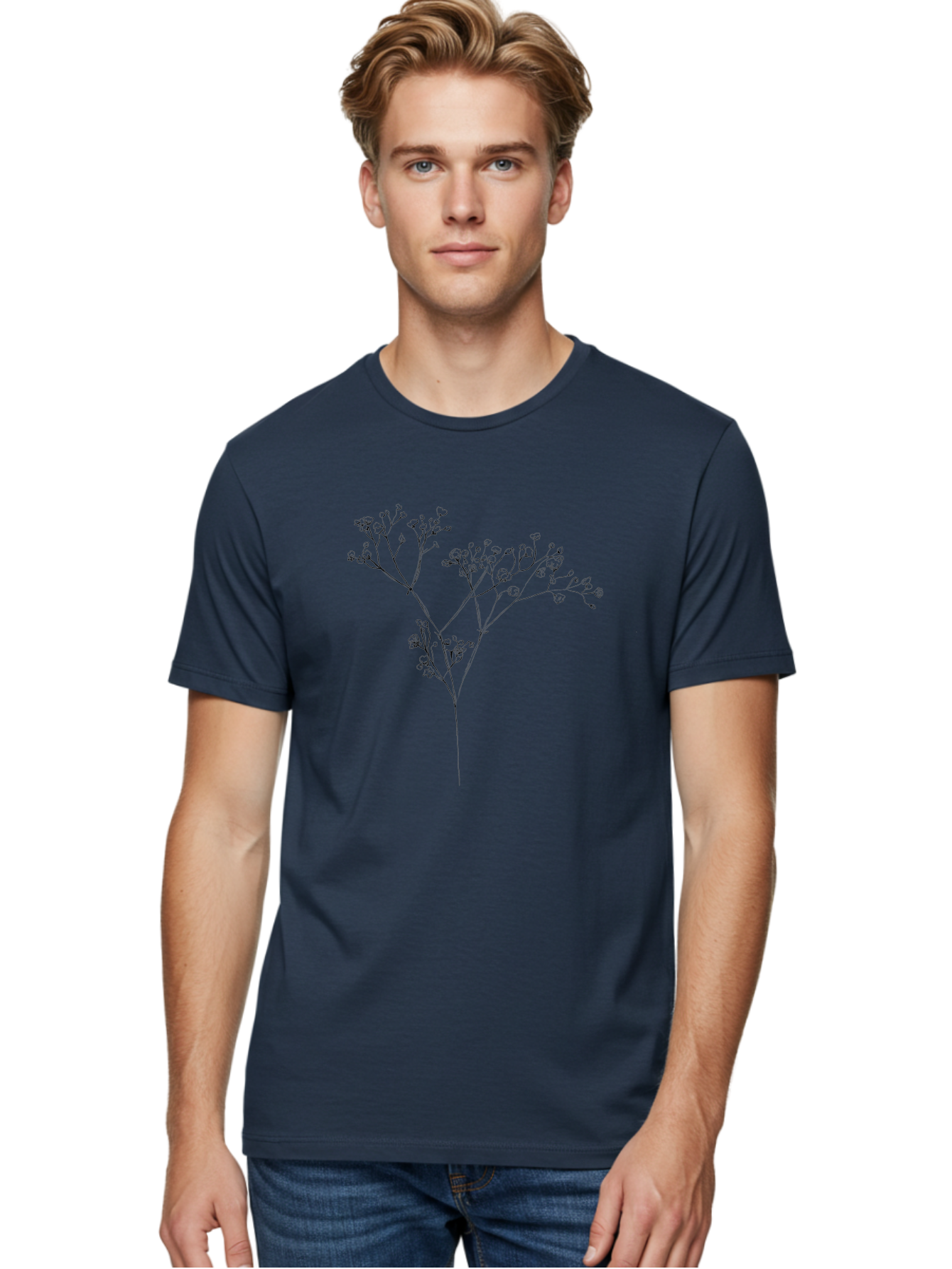 Baby-S-Breath Men'S Graphic Tee, 100% Cotton, Comfortable Casual Summer Wear, Machine Washable, Gypsophila Flowers, Delicate Flowers, Baby'S Breath, Floral Arrangements, Wedding Decor, Minimalist Design, Simple Elegance, Floral Beauty Aac291