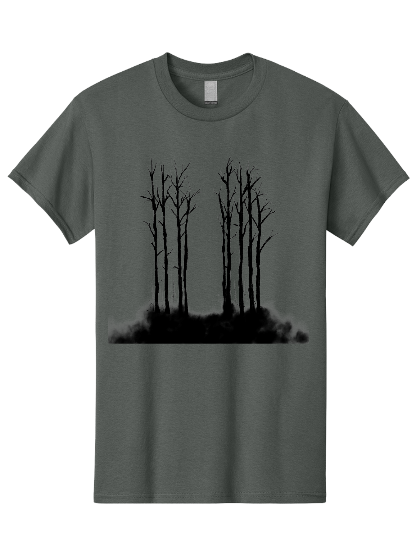 Bare-Trees-1 Men'S Graphic Tee, 100% Cotton, Comfortable Casual Summer Wear, Machine Washable, Bare Trees, Silhouette Art, Black Trees, Leafless Branches, Minimalist Design, Eerie Atmosphere, Dramatic Shadows Aac292