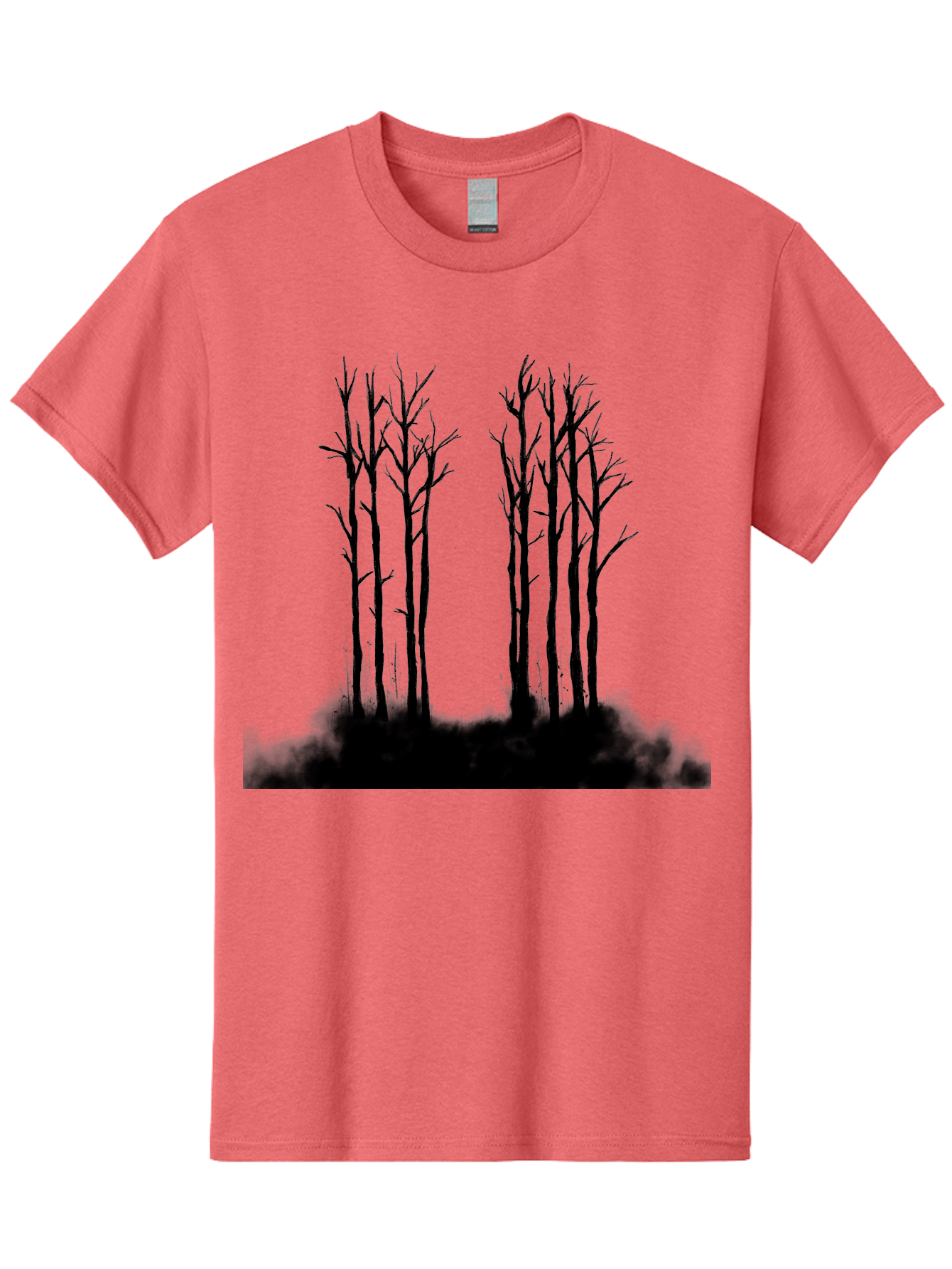Bare-Trees-1 Men'S Graphic Tee, 100% Cotton, Comfortable Casual Summer Wear, Machine Washable, Bare Trees, Silhouette Art, Black Trees, Leafless Branches, Minimalist Design, Eerie Atmosphere, Dramatic Shadows Aac292