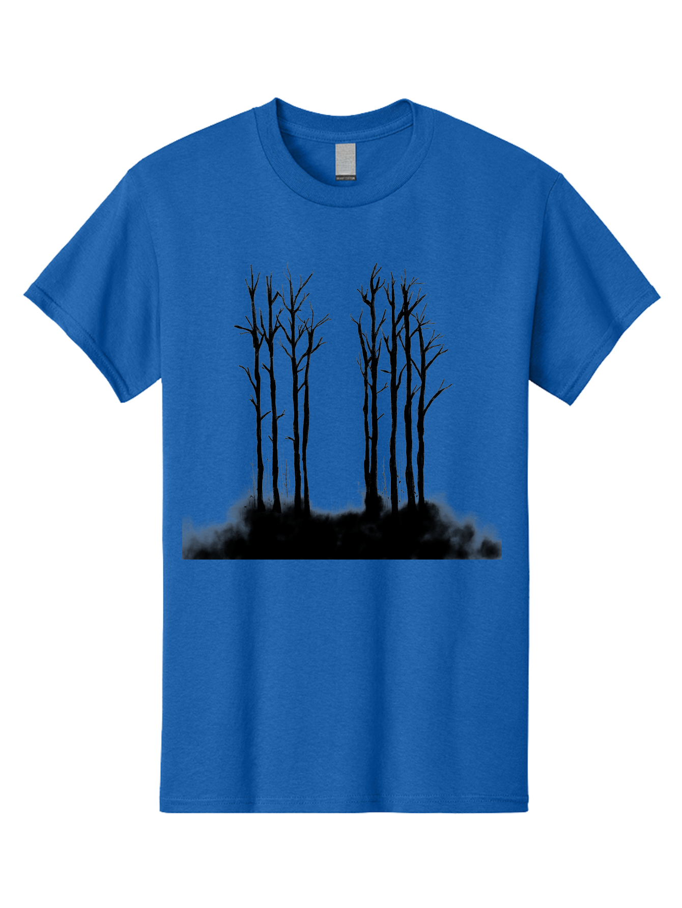 Bare-Trees-1 Men'S Graphic Tee, 100% Cotton, Comfortable Casual Summer Wear, Machine Washable, Bare Trees, Silhouette Art, Black Trees, Leafless Branches, Minimalist Design, Eerie Atmosphere, Dramatic Shadows Aac292