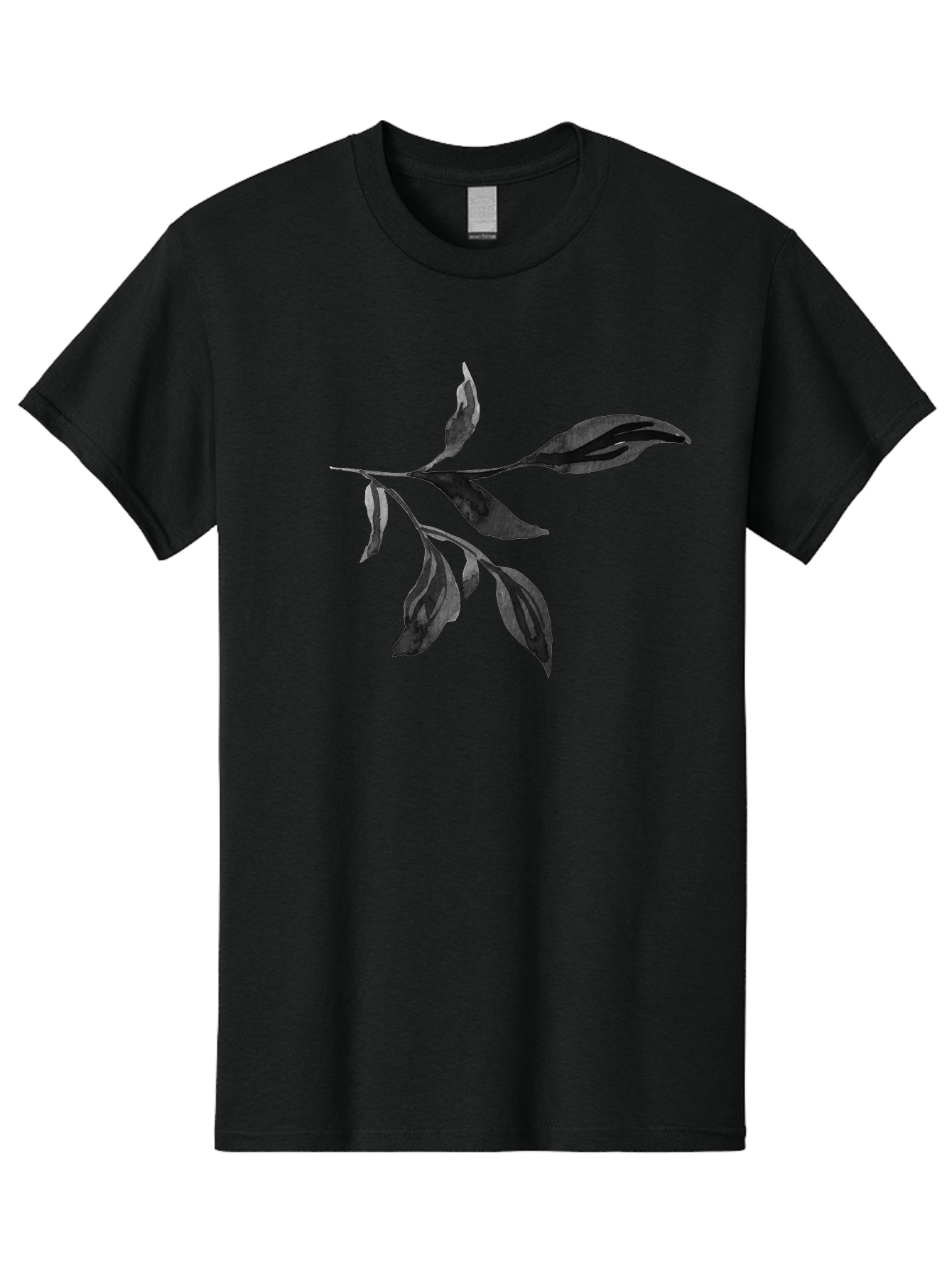 Black-Leaves Men'S Graphic Tee, 100% Cotton, Comfortable Casual Summer Wear, Machine Washable, Black Leaves, Foliage, Botanical Illustration, Leafy Branch, Dark Foliage, Minimalist Design, Simple Graphics, Nature-Inspired Art, Leaf Arrangement Aac294