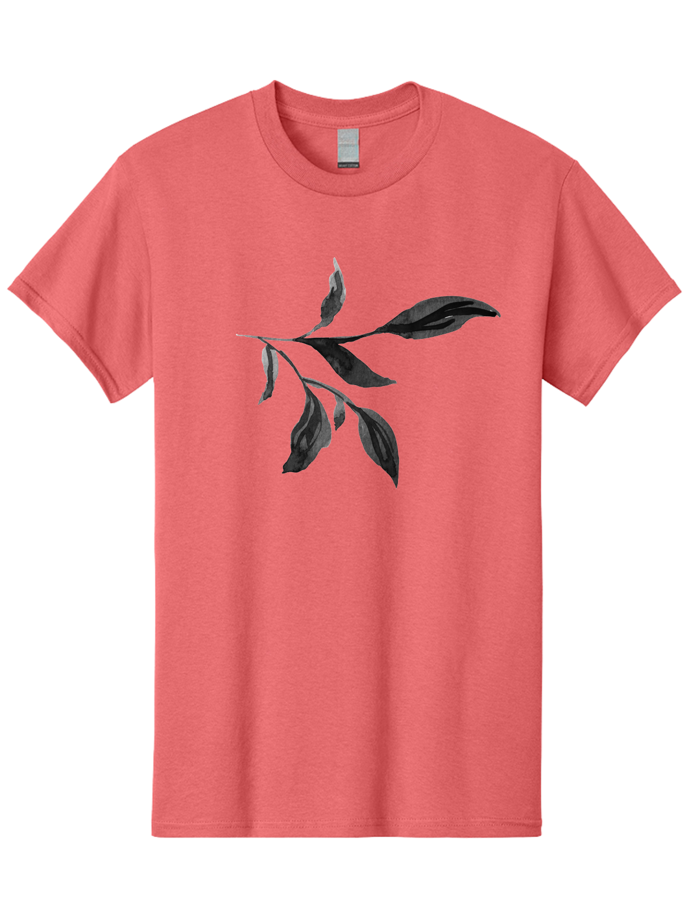 Black-Leaves Men'S Graphic Tee, 100% Cotton, Comfortable Casual Summer Wear, Machine Washable, Black Leaves, Foliage, Botanical Illustration, Leafy Branch, Dark Foliage, Minimalist Design, Simple Graphics, Nature-Inspired Art, Leaf Arrangement Aac294