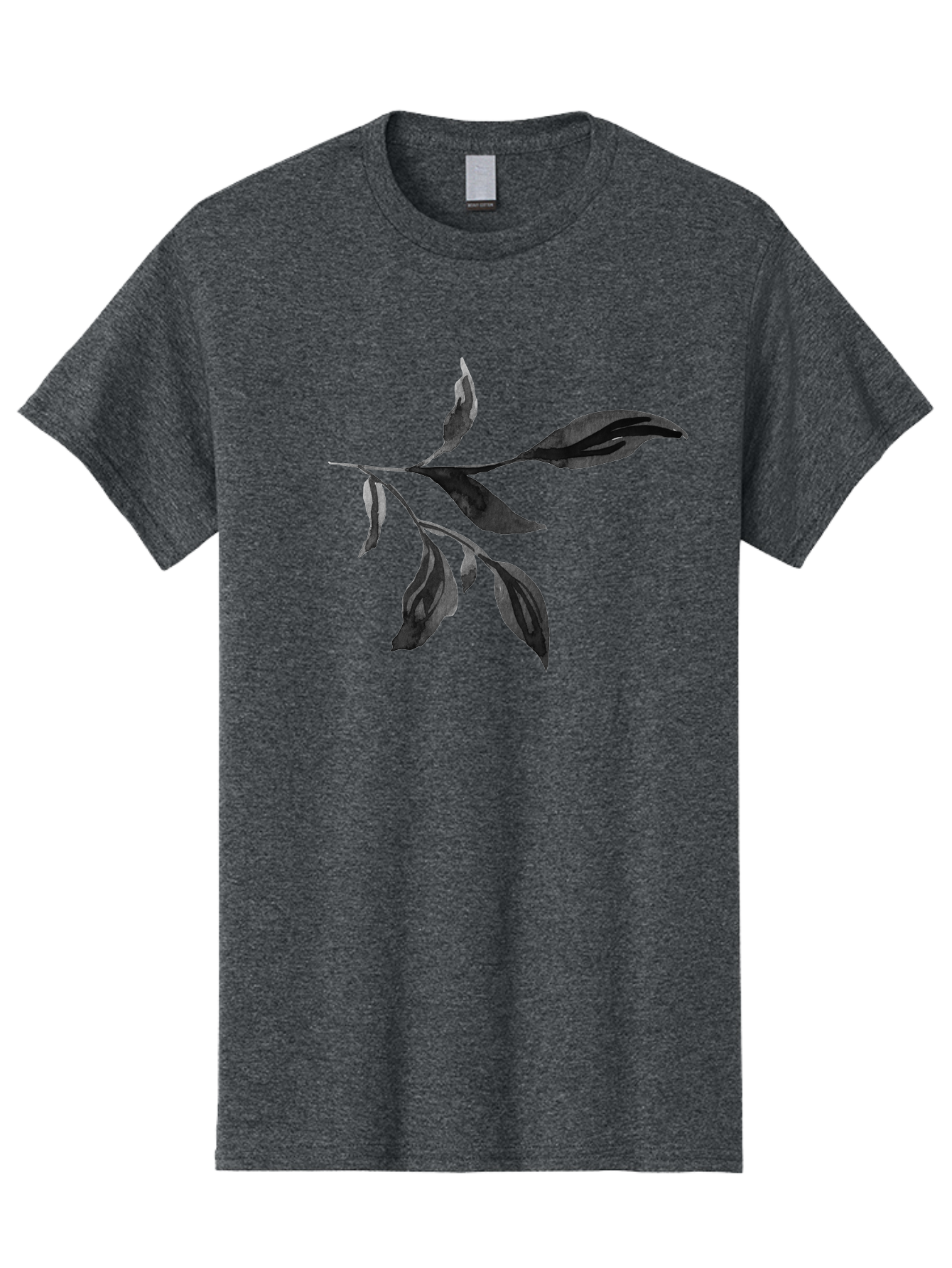 Black-Leaves Men'S Graphic Tee, 100% Cotton, Comfortable Casual Summer Wear, Machine Washable, Black Leaves, Foliage, Botanical Illustration, Leafy Branch, Dark Foliage, Minimalist Design, Simple Graphics, Nature-Inspired Art, Leaf Arrangement Aac294