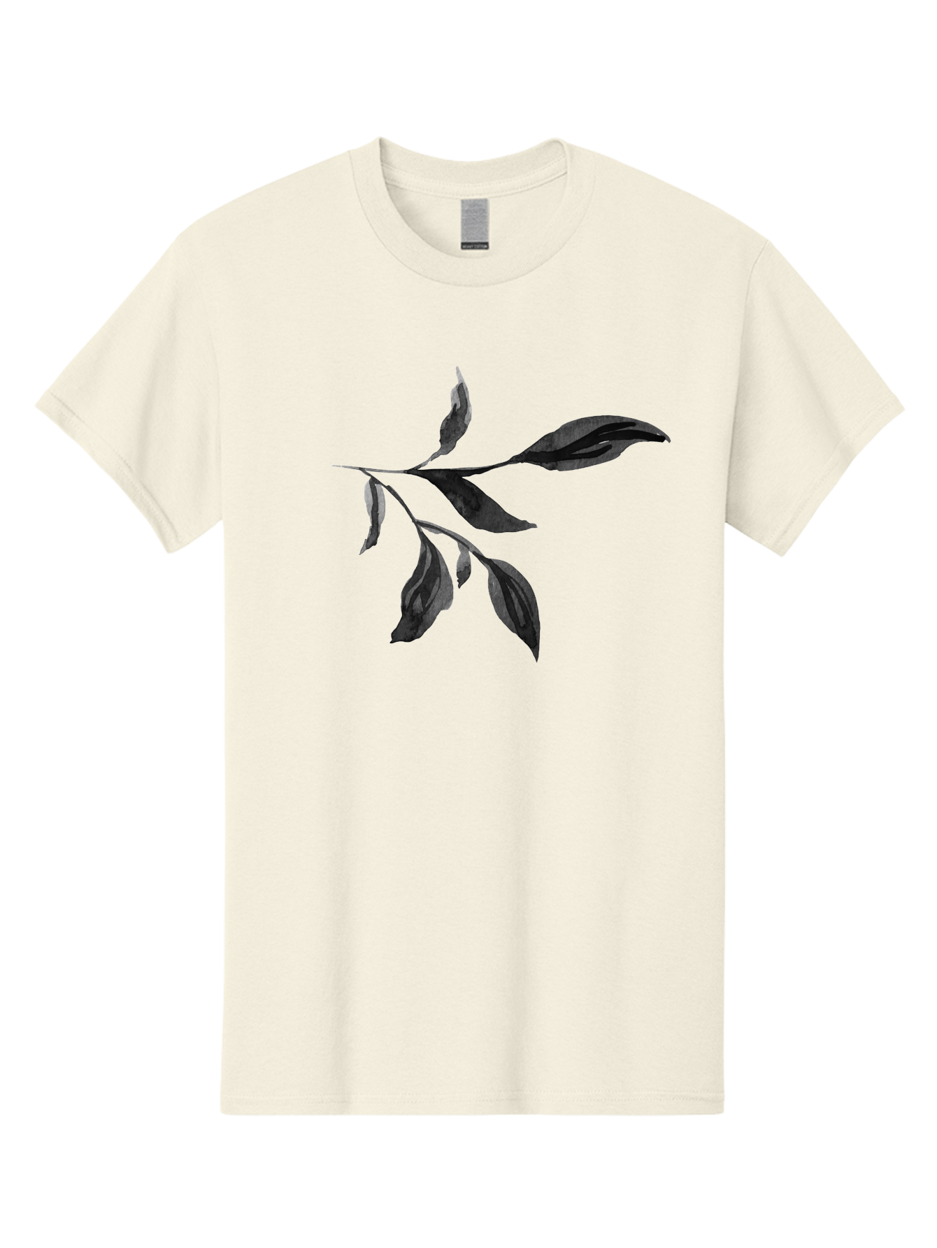 Black-Leaves Men'S Graphic Tee, 100% Cotton, Comfortable Casual Summer Wear, Machine Washable, Black Leaves, Foliage, Botanical Illustration, Leafy Branch, Dark Foliage, Minimalist Design, Simple Graphics, Nature-Inspired Art, Leaf Arrangement Aac294