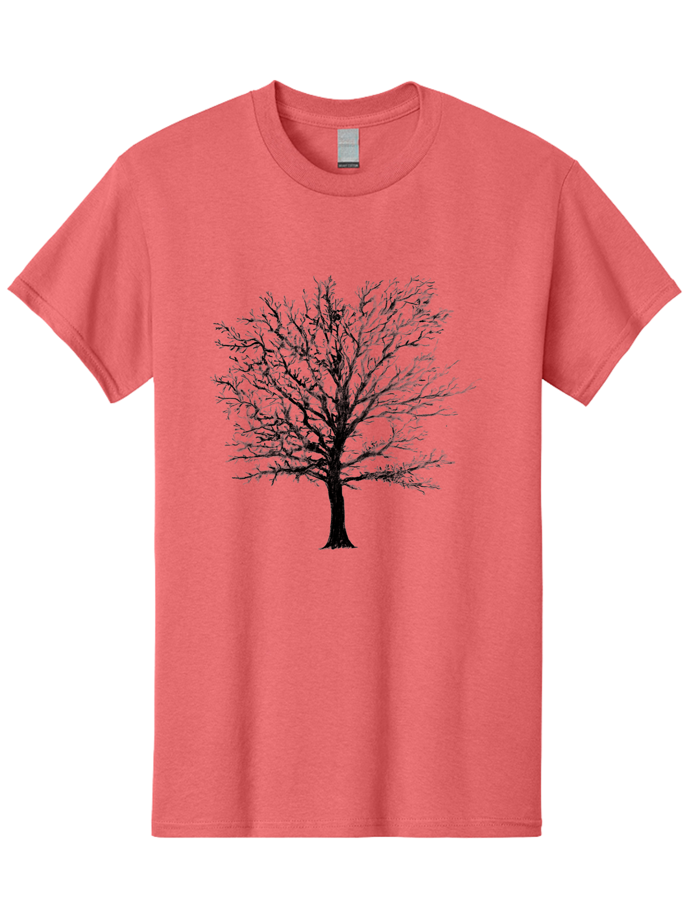 Black-Tree-Silhouette Men'S Graphic Tee, 100% Cotton, Comfortable Casual Summer Wear, Machine Washable, Bare Tree Silhouette, Winter Landscape, Barren Branches, Tree Without Leaves, Minimalist Design, Monochrome Tree, Natural Simplicity Aac295