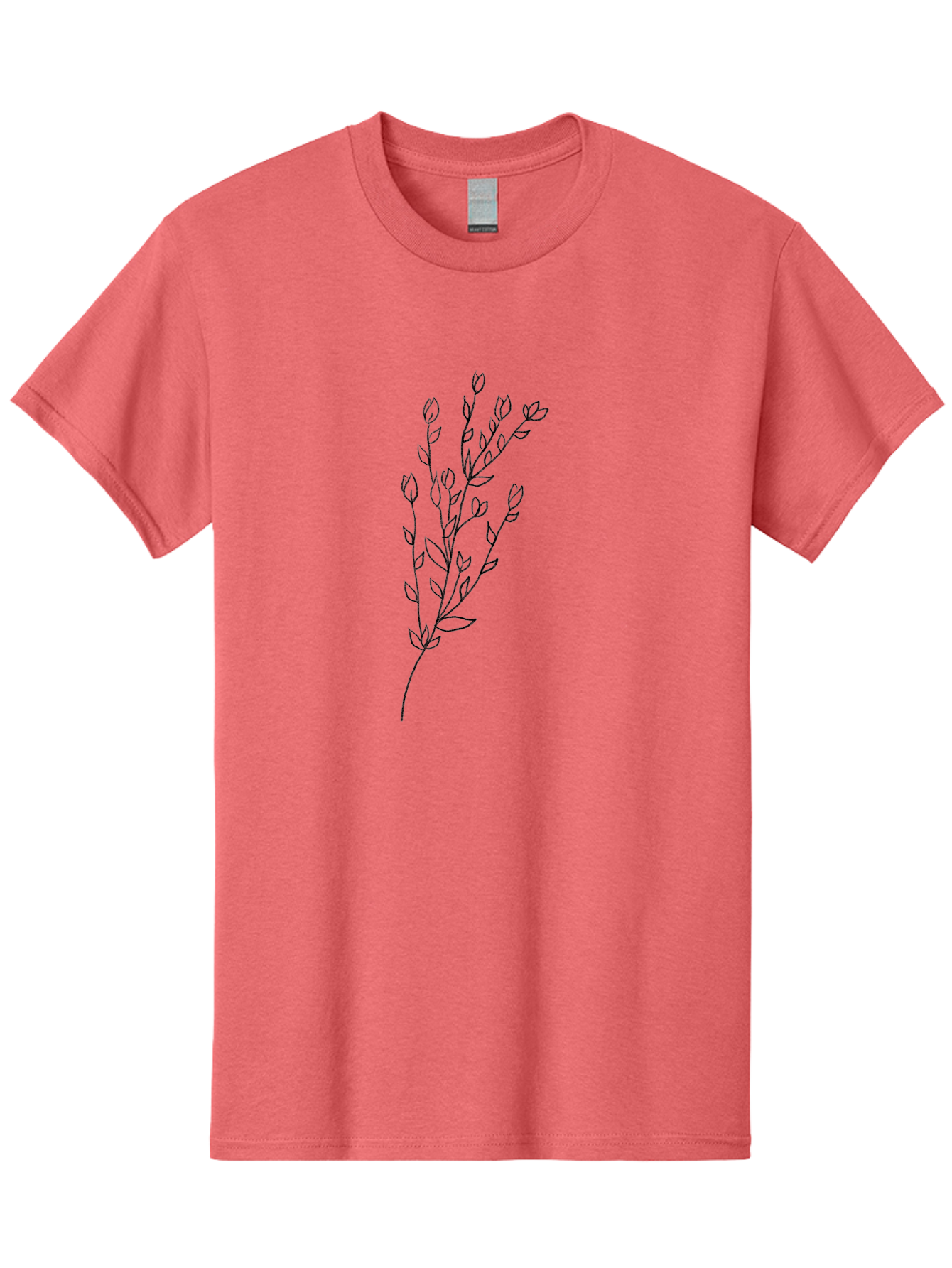 Budding-Branch Men'S Graphic Tee, 100% Cotton, Comfortable Casual Summer Wear, Machine Washable, Minimalist Flower Illustration, Simple Line Art, Botanical Design, Floral Elements, Delicate Stems, Leaves And Buds, Modern Botanical Art Aac296