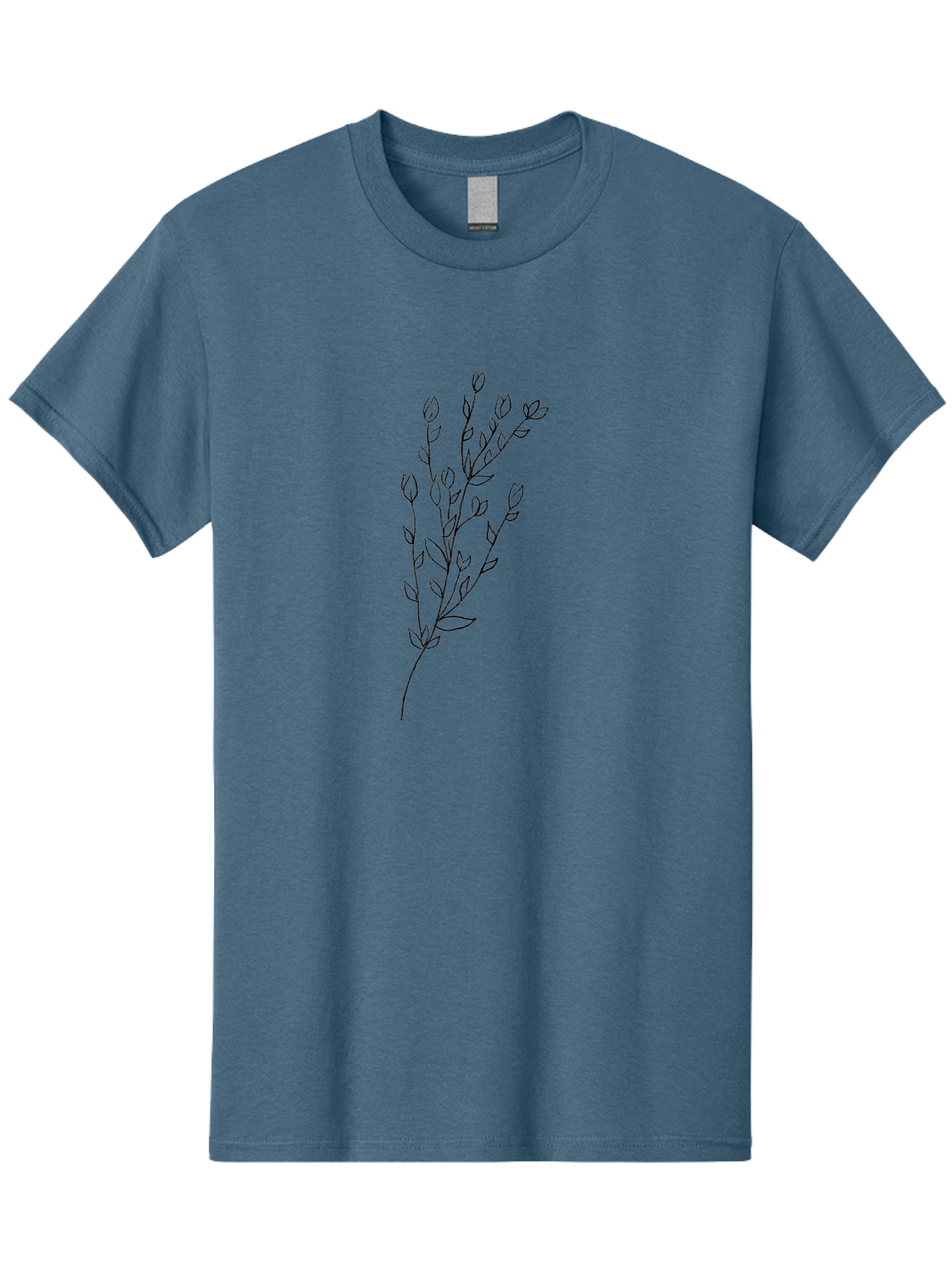 Budding-Branch Men'S Graphic Tee, 100% Cotton, Comfortable Casual Summer Wear, Machine Washable, Minimalist Flower Illustration, Simple Line Art, Botanical Design, Floral Elements, Delicate Stems, Leaves And Buds, Modern Botanical Art Aac296