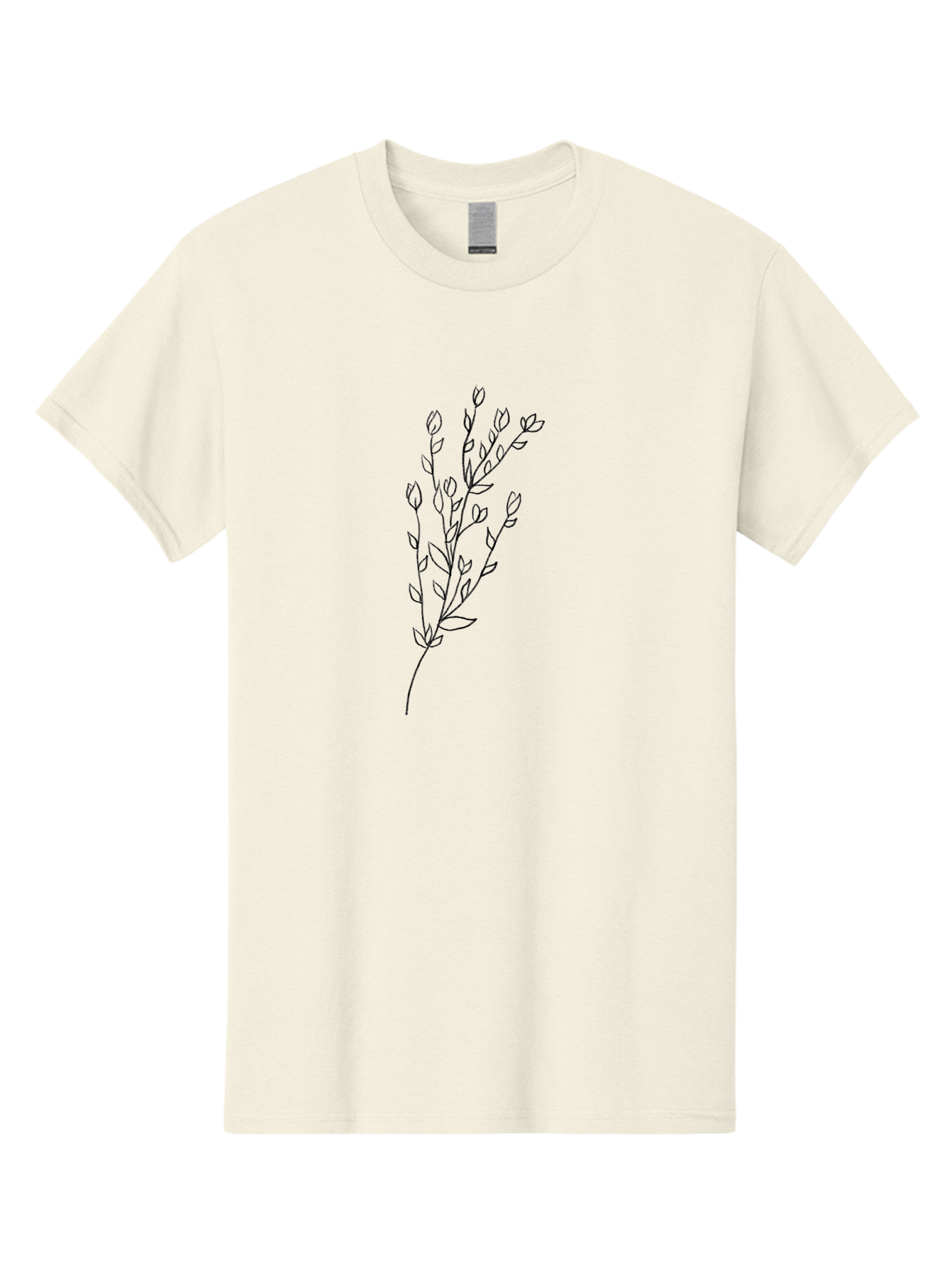 Budding-Branch Men'S Graphic Tee, 100% Cotton, Comfortable Casual Summer Wear, Machine Washable, Minimalist Flower Illustration, Simple Line Art, Botanical Design, Floral Elements, Delicate Stems, Leaves And Buds, Modern Botanical Art Aac296