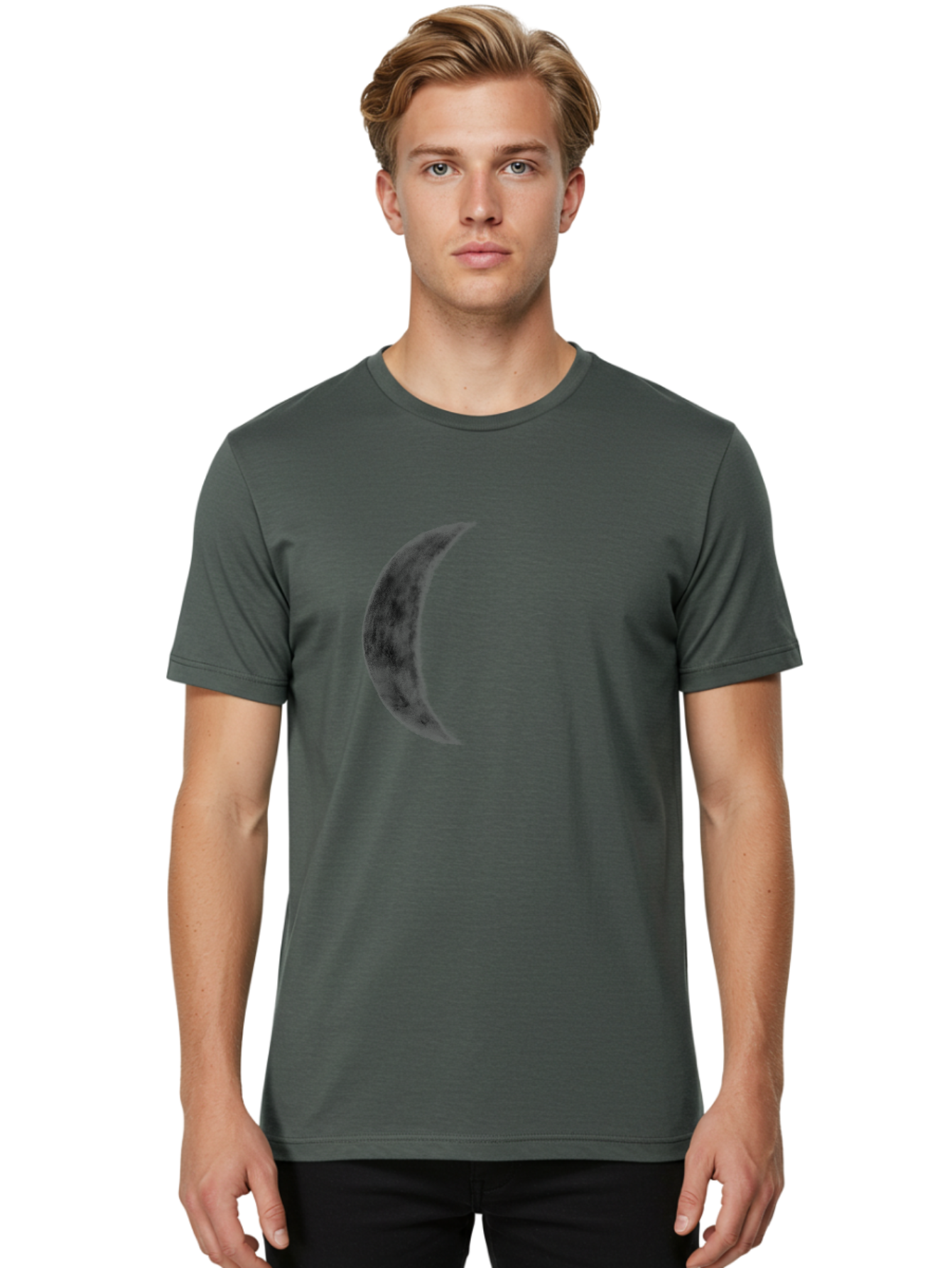 Crescent-Moon Men'S Graphic Tee, 100% Cotton, Comfortable Casual Summer Wear, Machine Washable, Crescent Moon, Lunar Phase, Moon Shape, Dark Moon, Night Sky, Celestial Body, Astronomy, Moonlight Aac298