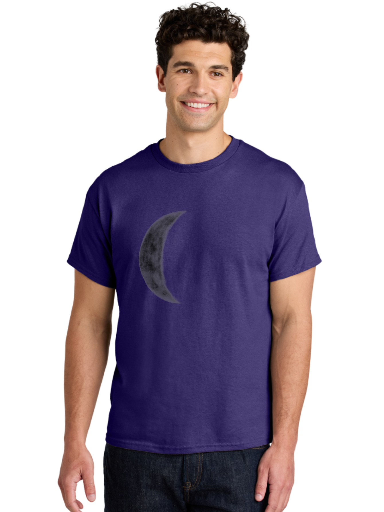 Crescent-Moon Men'S Graphic Tee, 100% Cotton, Comfortable Casual Summer Wear, Machine Washable, Crescent Moon, Lunar Phase, Moon Shape, Dark Moon, Night Sky, Celestial Body, Astronomy, Moonlight Aac298