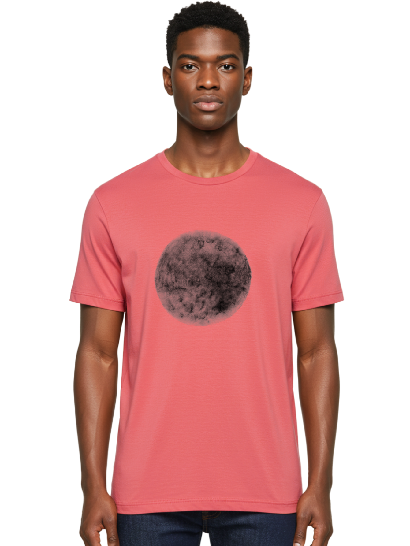 Dark-Green-Circle Men'S Graphic Tee, 100% Cotton, Comfortable Casual Summer Wear, Machine Washable, Dark Green Textured Circle, Mysterious Design, Abstract Pattern, Celestial Body, Textured Surface, Mysterious Atmosphere Aac301