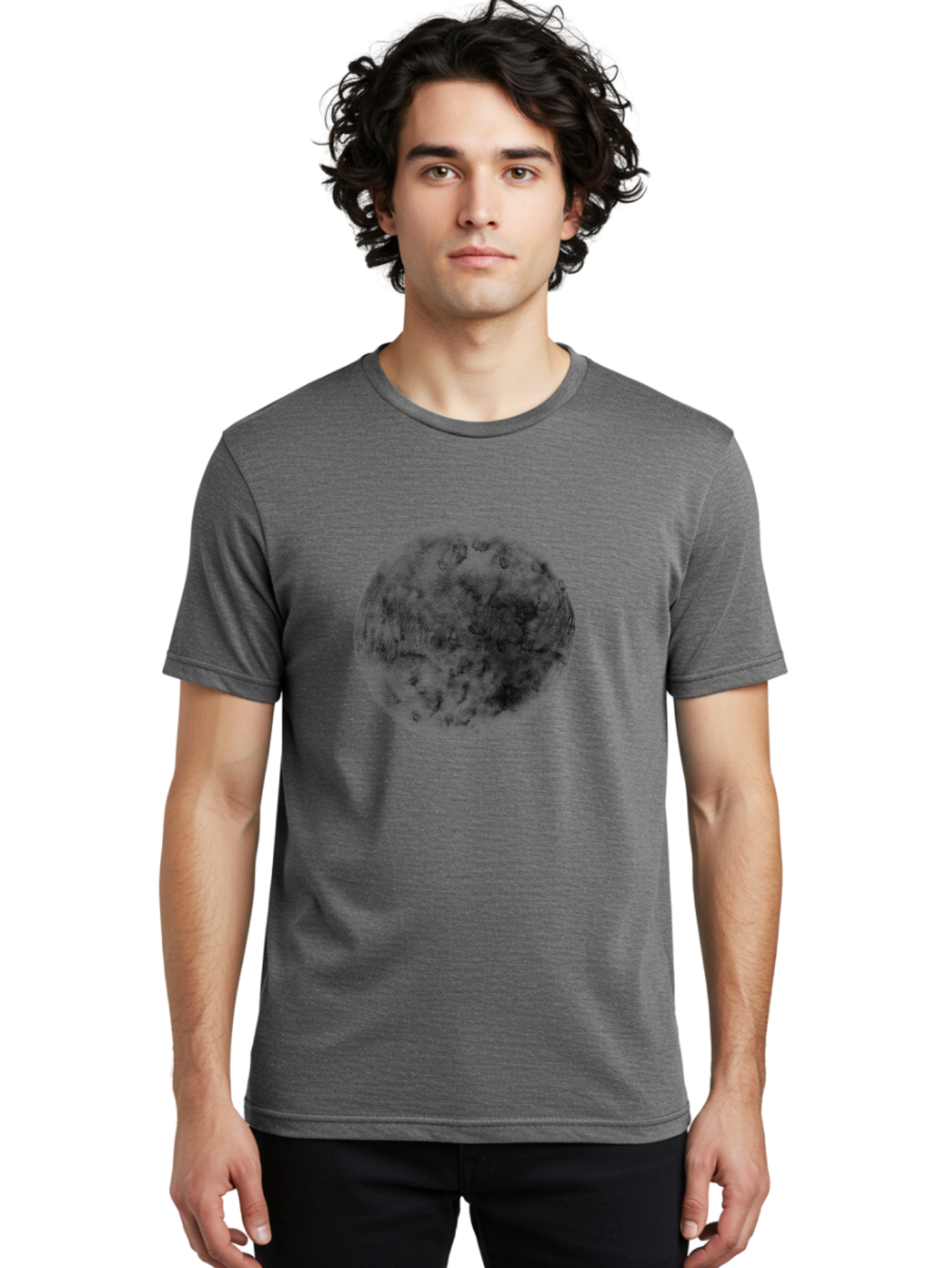 Dark-Green-Circle Men'S Graphic Tee, 100% Cotton, Comfortable Casual Summer Wear, Machine Washable, Dark Green Textured Circle, Mysterious Design, Abstract Pattern, Celestial Body, Textured Surface, Mysterious Atmosphere Aac301