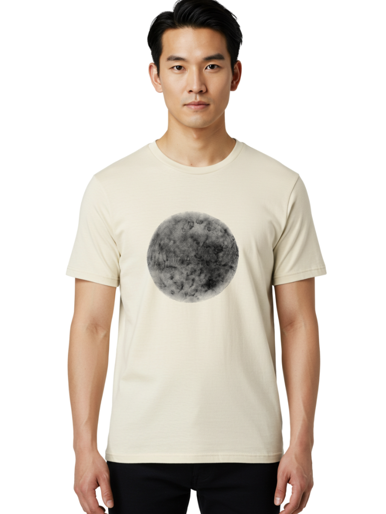 Dark-Green-Circle Men'S Graphic Tee, 100% Cotton, Comfortable Casual Summer Wear, Machine Washable, Dark Green Textured Circle, Mysterious Design, Abstract Pattern, Celestial Body, Textured Surface, Mysterious Atmosphere Aac301