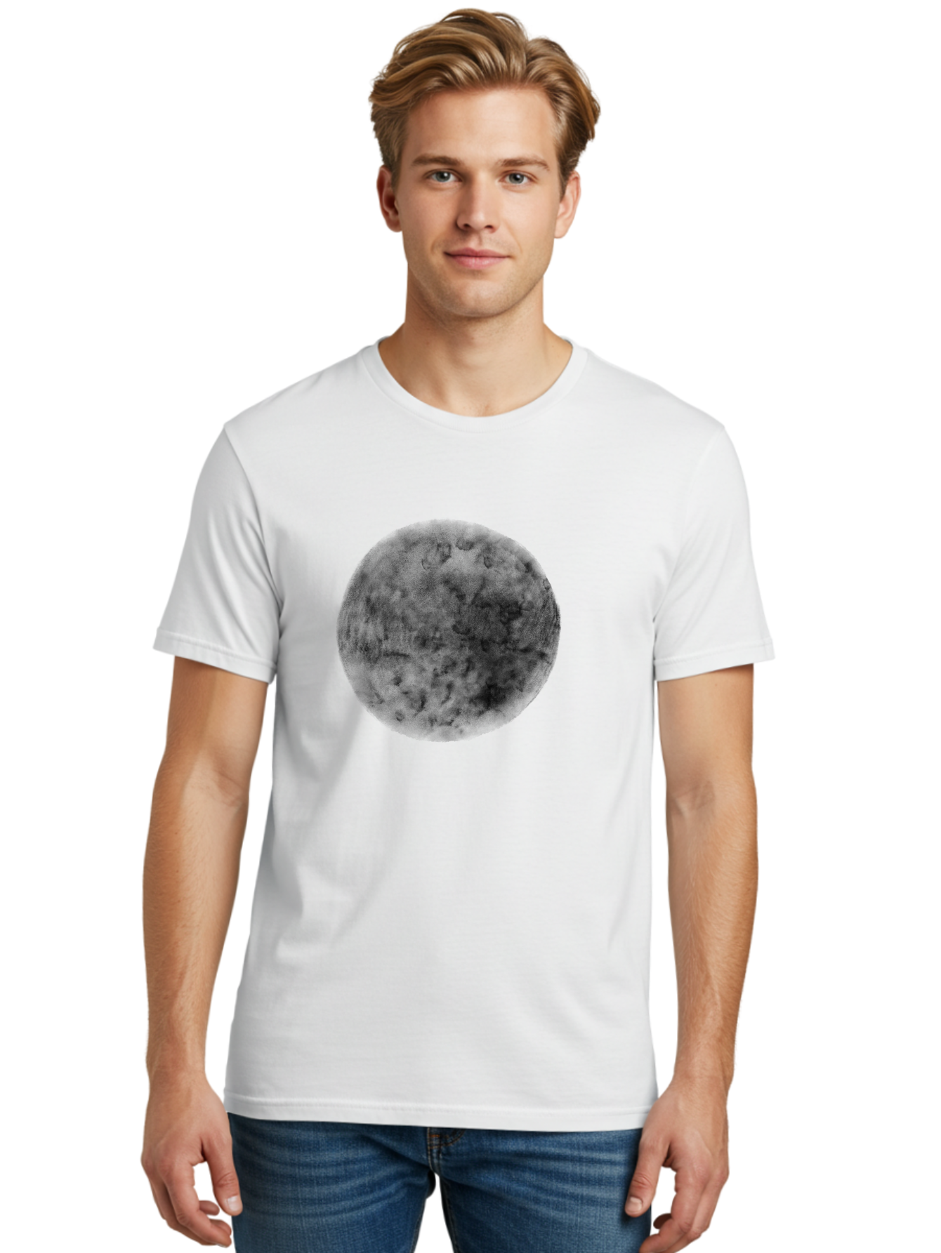 Dark-Green-Circle Men'S Graphic Tee, 100% Cotton, Comfortable Casual Summer Wear, Machine Washable, Dark Green Textured Circle, Mysterious Design, Abstract Pattern, Celestial Body, Textured Surface, Mysterious Atmosphere Aac301
