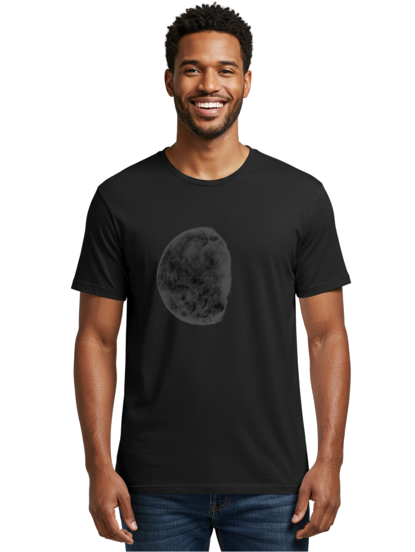 Dark-Orb Men'S Graphic Tee, 100% Cotton, Comfortable Casual Summer Wear, Machine Washable, Dark Green Sphere, Textured Surface, Mysterious Object, Abstract Design, Unique Visual Effect, 3D Rendering, Spherical Shape, Digital Art, Aac302