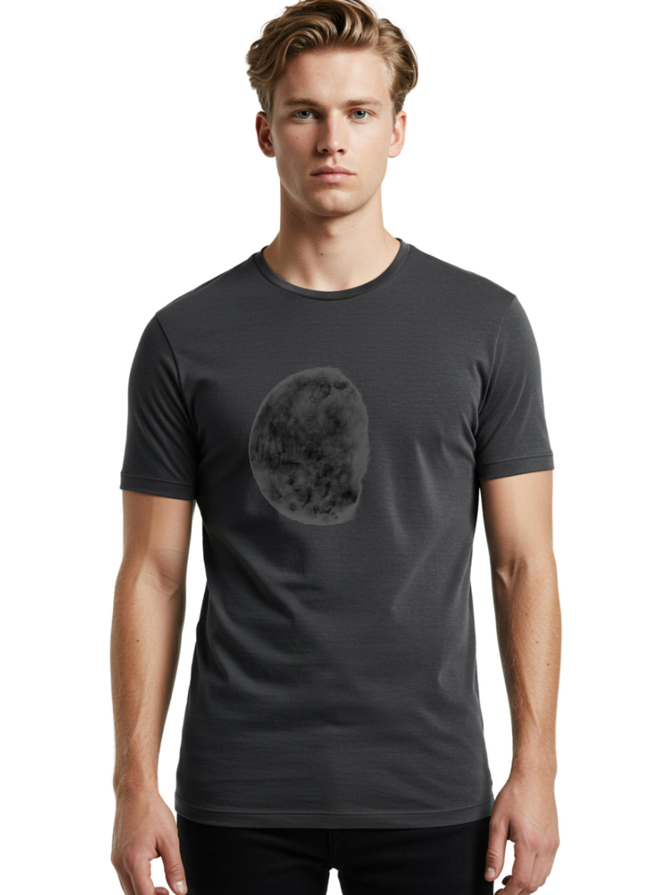 Dark-Orb Men'S Graphic Tee, 100% Cotton, Comfortable Casual Summer Wear, Machine Washable, Dark Green Sphere, Textured Surface, Mysterious Object, Abstract Design, Unique Visual Effect, 3D Rendering, Spherical Shape, Digital Art, Aac302