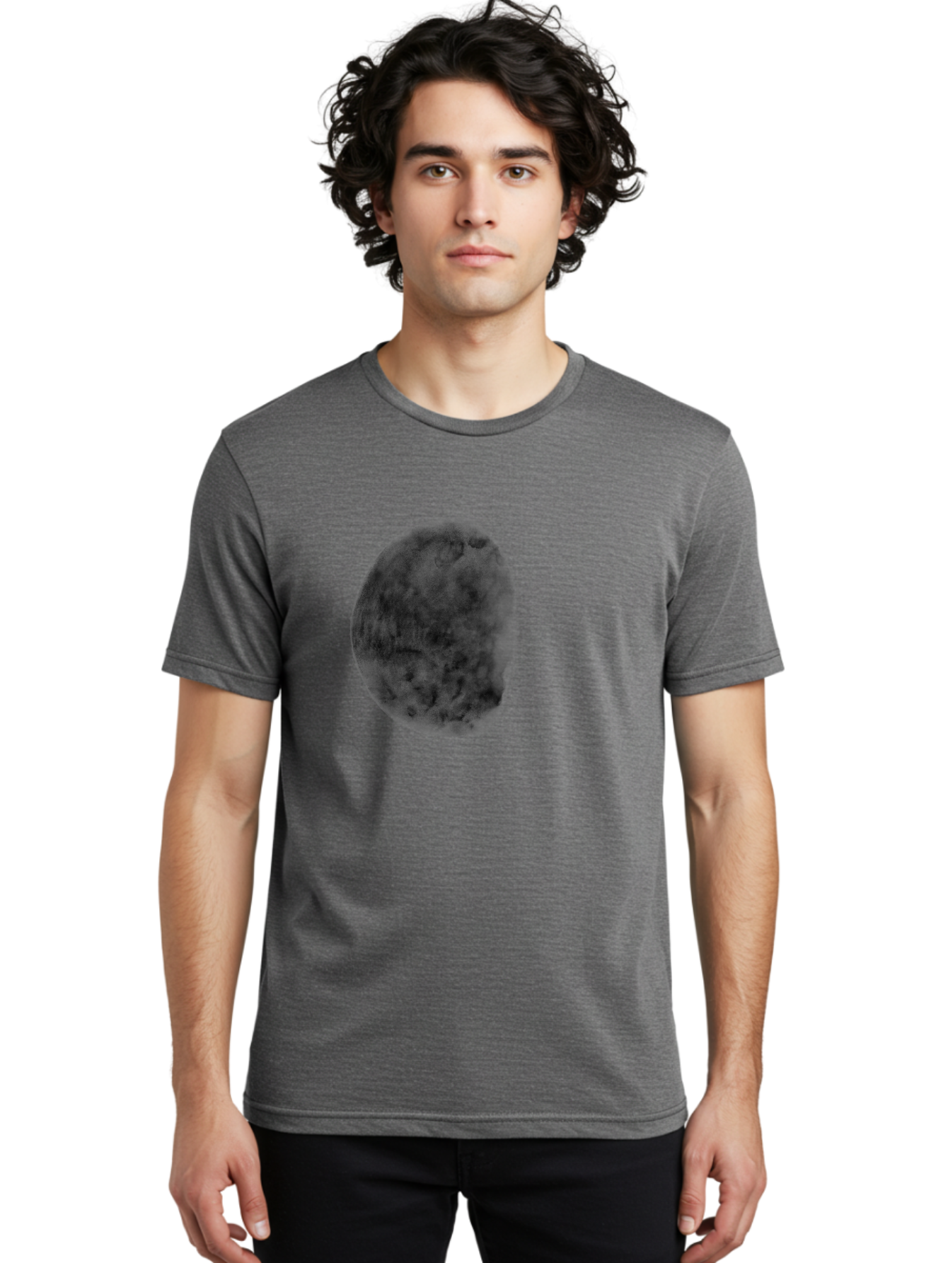 Dark-Orb Men'S Graphic Tee, 100% Cotton, Comfortable Casual Summer Wear, Machine Washable, Dark Green Sphere, Textured Surface, Mysterious Object, Abstract Design, Unique Visual Effect, 3D Rendering, Spherical Shape, Digital Art, Aac302
