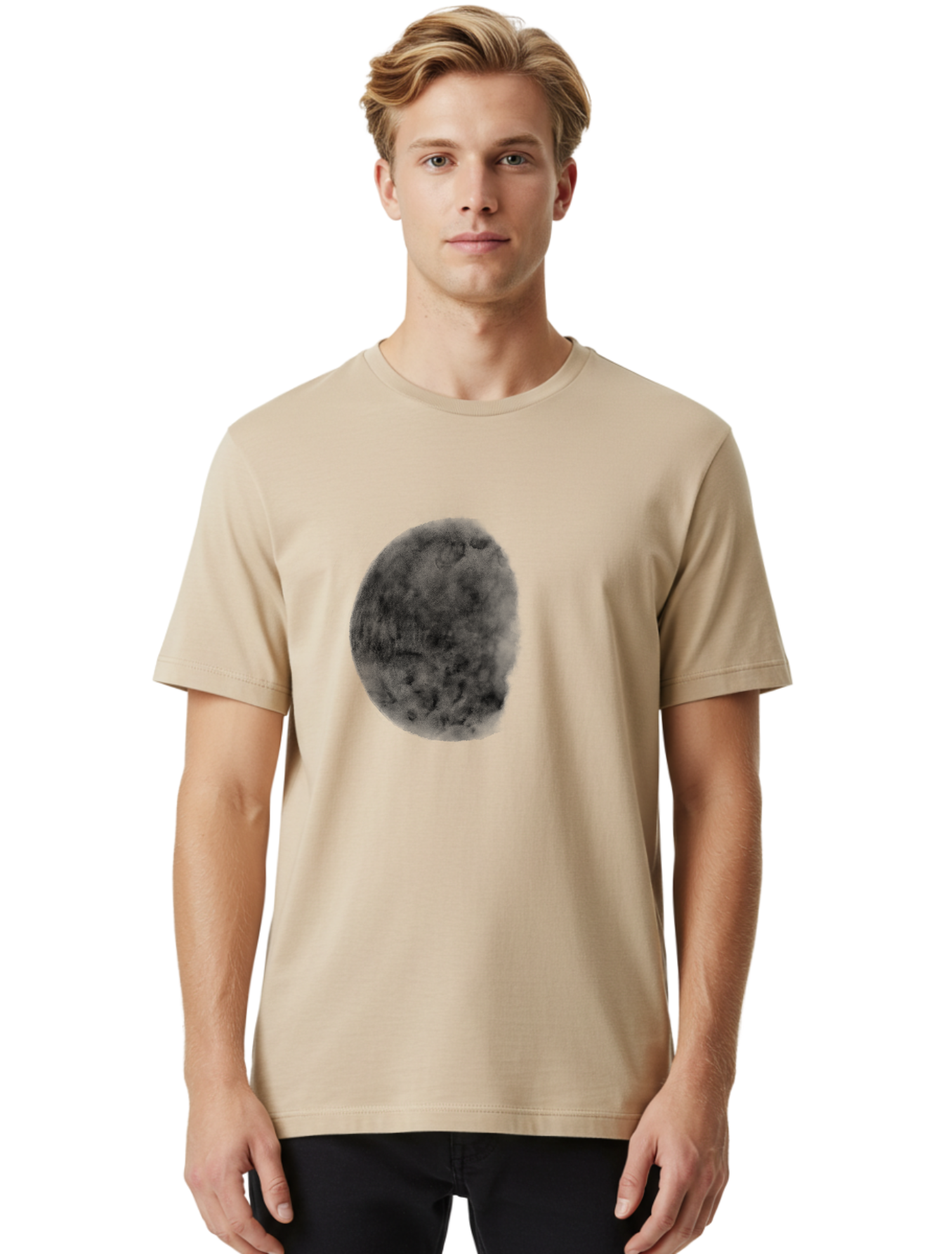 Dark-Orb Men'S Graphic Tee, 100% Cotton, Comfortable Casual Summer Wear, Machine Washable, Dark Green Sphere, Textured Surface, Mysterious Object, Abstract Design, Unique Visual Effect, 3D Rendering, Spherical Shape, Digital Art, Aac302