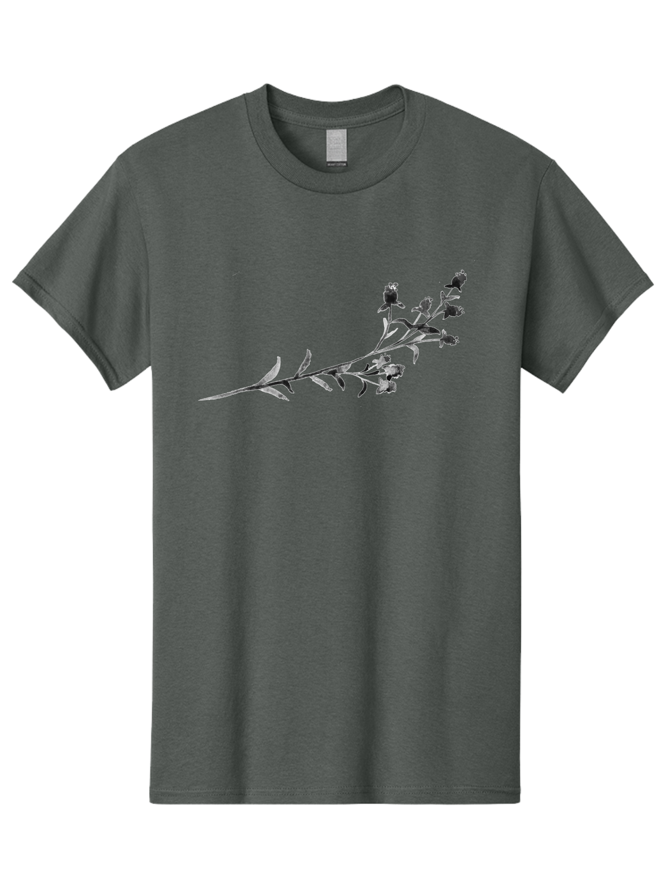 Delicate-Lavender-Sprig Men'S Graphic Tee, 100% Cotton, Comfortable Casual Summer Wear, Machine Washable, Delicate Flowers, Slender Stem, Botanical Illustration, Floral Design, Purple Blooms, Leafy Foliage, Artistic Rendering, Digital Art Aac303