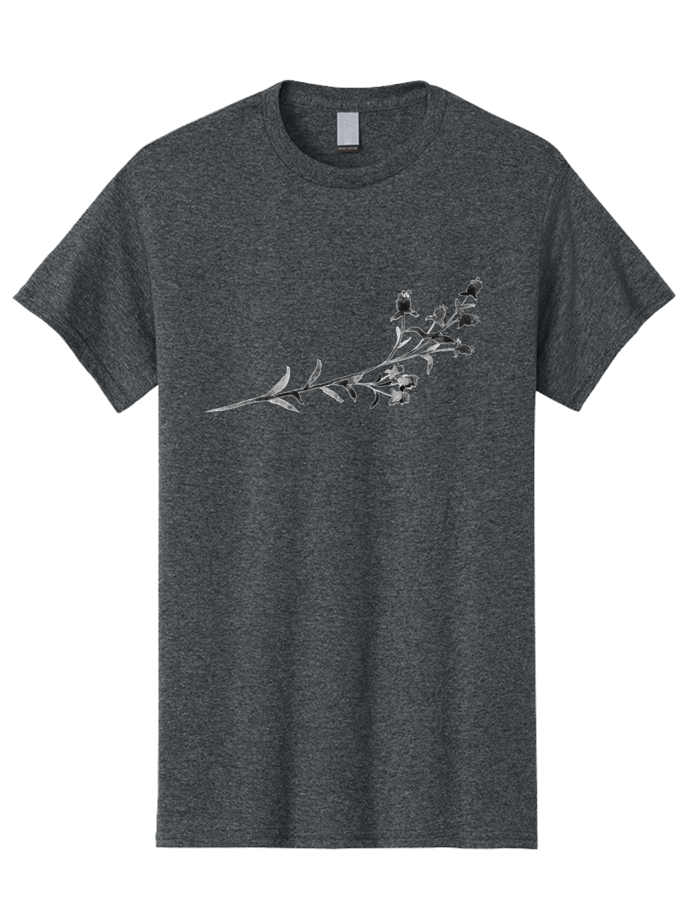 Delicate-Lavender-Sprig Men'S Graphic Tee, 100% Cotton, Comfortable Casual Summer Wear, Machine Washable, Delicate Flowers, Slender Stem, Botanical Illustration, Floral Design, Purple Blooms, Leafy Foliage, Artistic Rendering, Digital Art Aac303