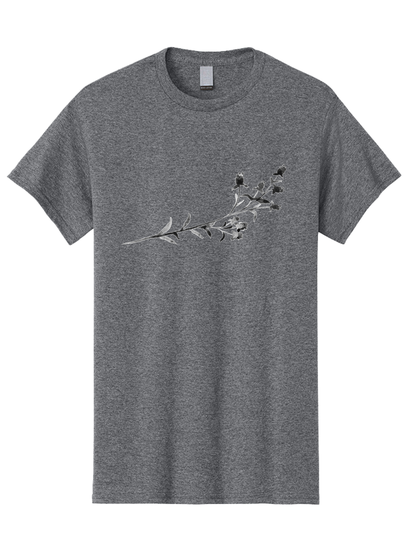 Delicate-Lavender-Sprig Men'S Graphic Tee, 100% Cotton, Comfortable Casual Summer Wear, Machine Washable, Delicate Flowers, Slender Stem, Botanical Illustration, Floral Design, Purple Blooms, Leafy Foliage, Artistic Rendering, Digital Art Aac303