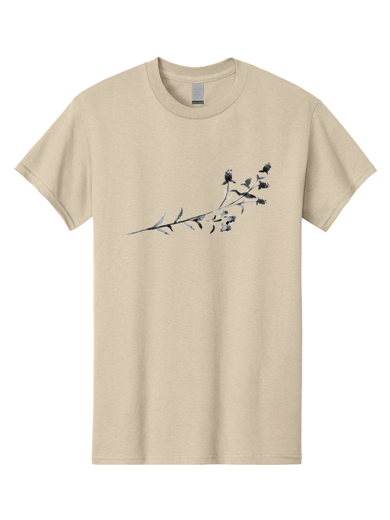Delicate-Lavender-Sprig Men'S Graphic Tee, 100% Cotton, Comfortable Casual Summer Wear, Machine Washable, Delicate Flowers, Slender Stem, Botanical Illustration, Floral Design, Purple Blooms, Leafy Foliage, Artistic Rendering, Digital Art Aac303