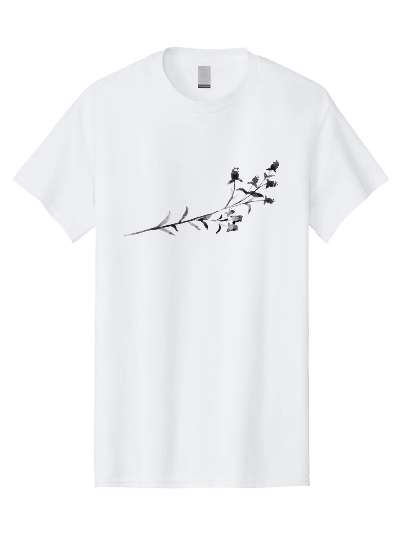 Delicate-Lavender-Sprig Men'S Graphic Tee, 100% Cotton, Comfortable Casual Summer Wear, Machine Washable, Delicate Flowers, Slender Stem, Botanical Illustration, Floral Design, Purple Blooms, Leafy Foliage, Artistic Rendering, Digital Art Aac303