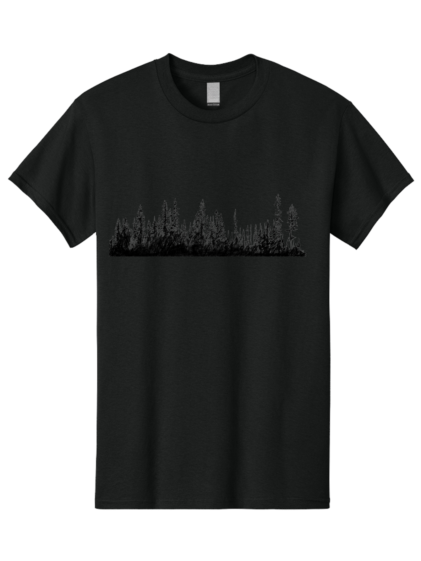 Evergreen-Silhouettes Men'S Graphic Tee, 100% Cotton, Comfortable Casual Summer Wear, Machine Washable, Silhouetted Trees, Evergreen Forest, Pine Tree Landscape, Dark Foliage, Mysterious Ambiance, Scenic Edge, Nature Illustration, Forest Scene Aac305