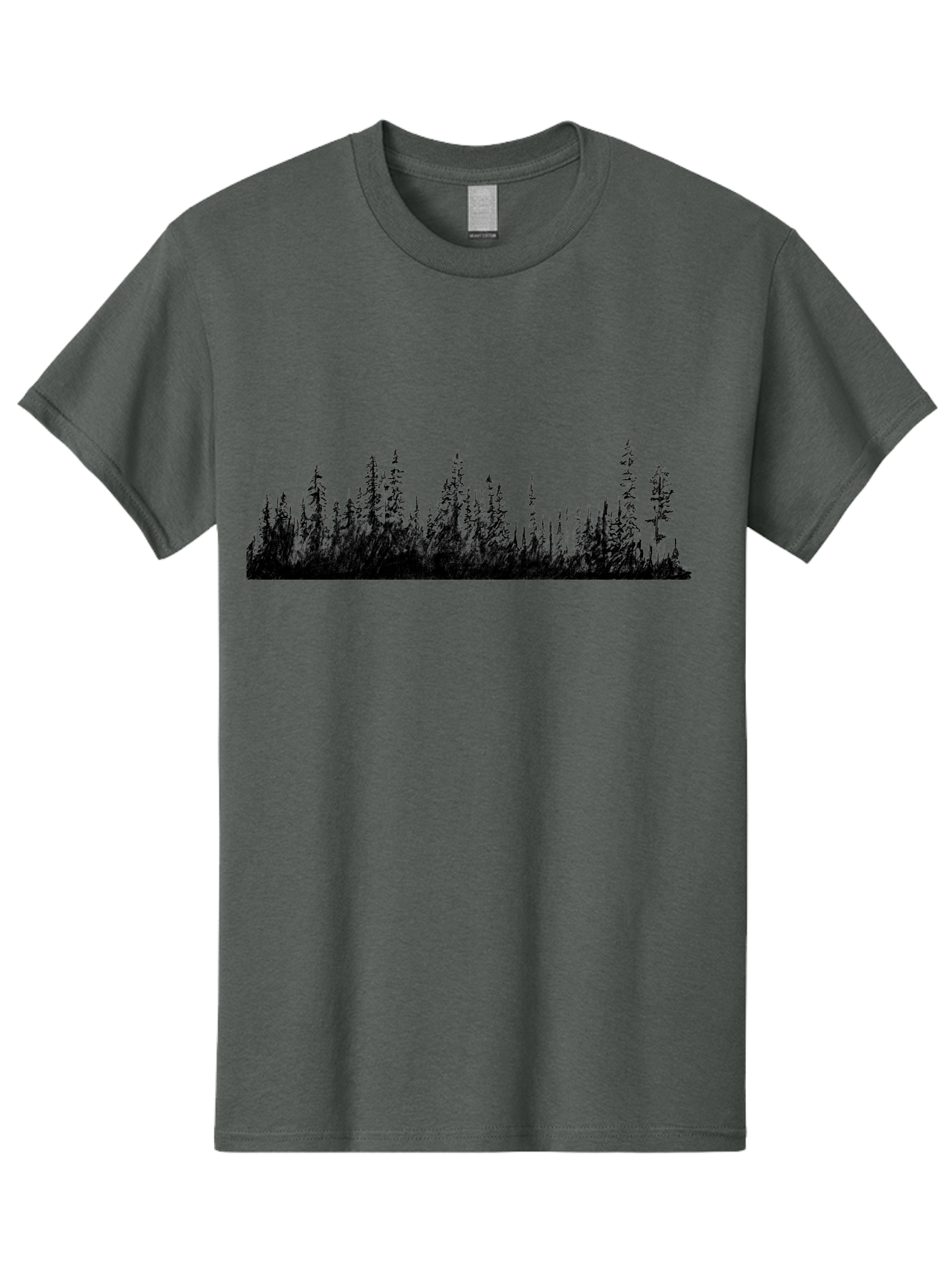Evergreen-Silhouettes Men'S Graphic Tee, 100% Cotton, Comfortable Casual Summer Wear, Machine Washable, Silhouetted Trees, Evergreen Forest, Pine Tree Landscape, Dark Foliage, Mysterious Ambiance, Scenic Edge, Nature Illustration, Forest Scene Aac305