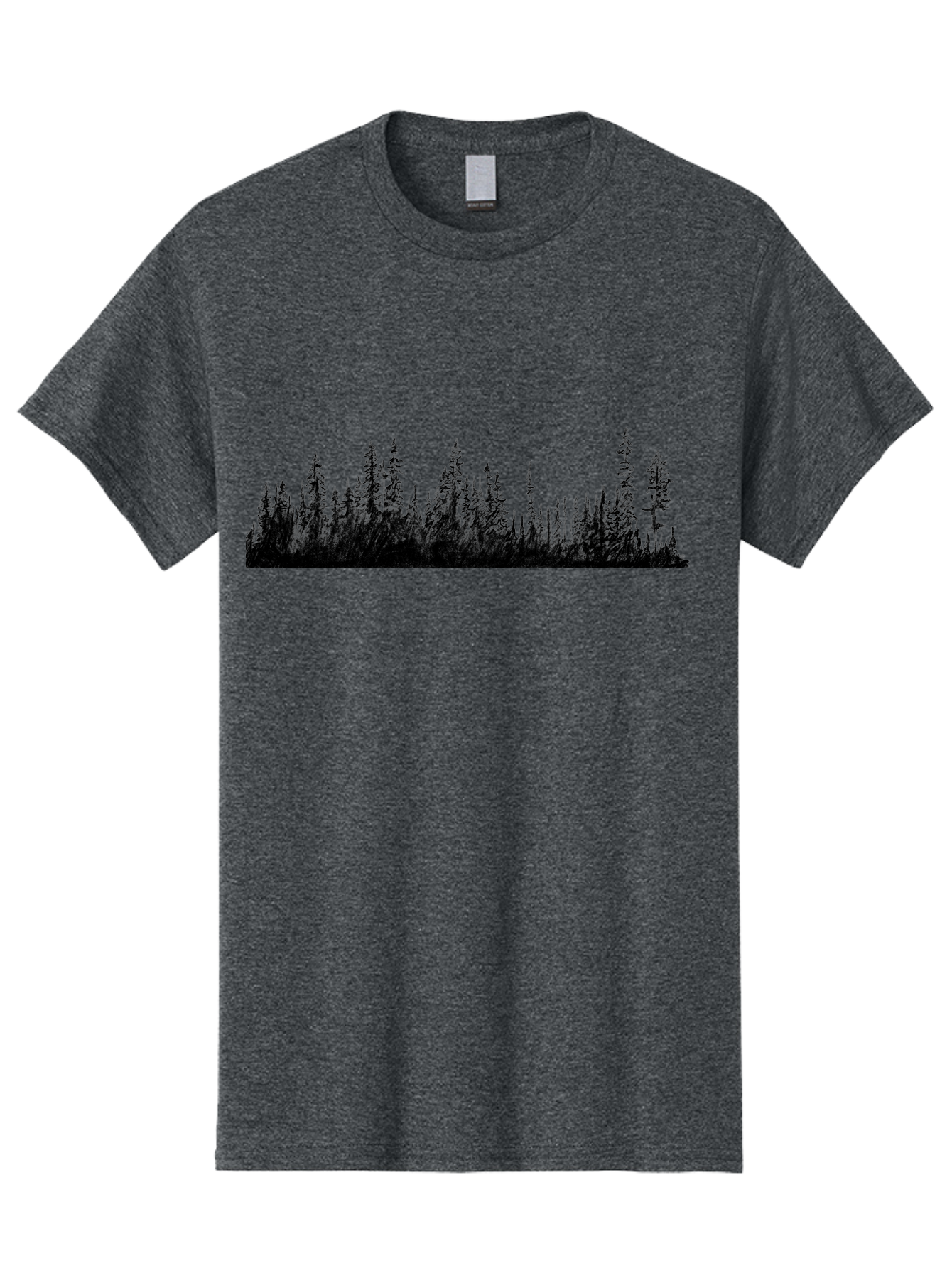 Evergreen-Silhouettes Men'S Graphic Tee, 100% Cotton, Comfortable Casual Summer Wear, Machine Washable, Silhouetted Trees, Evergreen Forest, Pine Tree Landscape, Dark Foliage, Mysterious Ambiance, Scenic Edge, Nature Illustration, Forest Scene Aac305