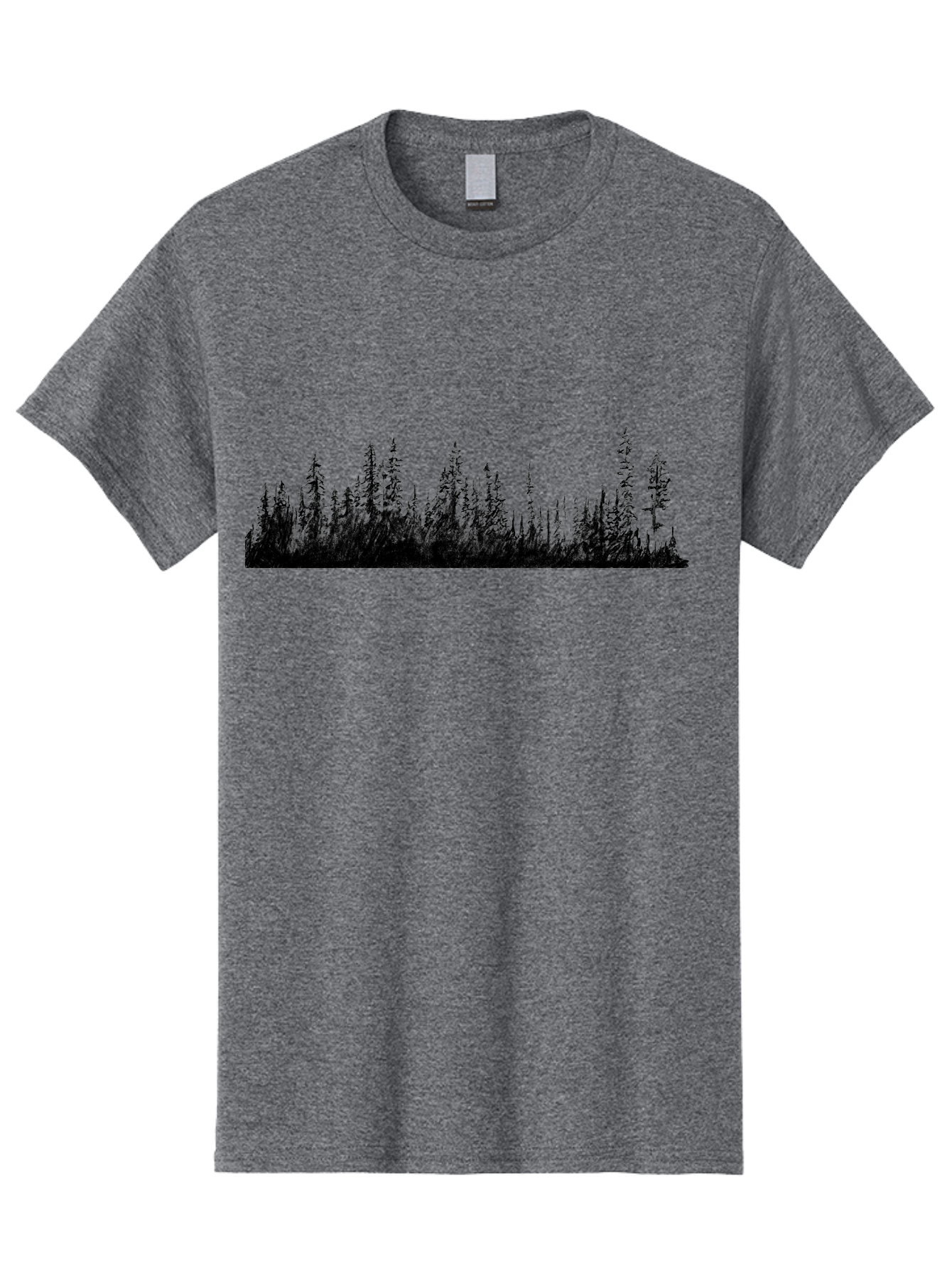 Evergreen-Silhouettes Men'S Graphic Tee, 100% Cotton, Comfortable Casual Summer Wear, Machine Washable, Silhouetted Trees, Evergreen Forest, Pine Tree Landscape, Dark Foliage, Mysterious Ambiance, Scenic Edge, Nature Illustration, Forest Scene Aac305