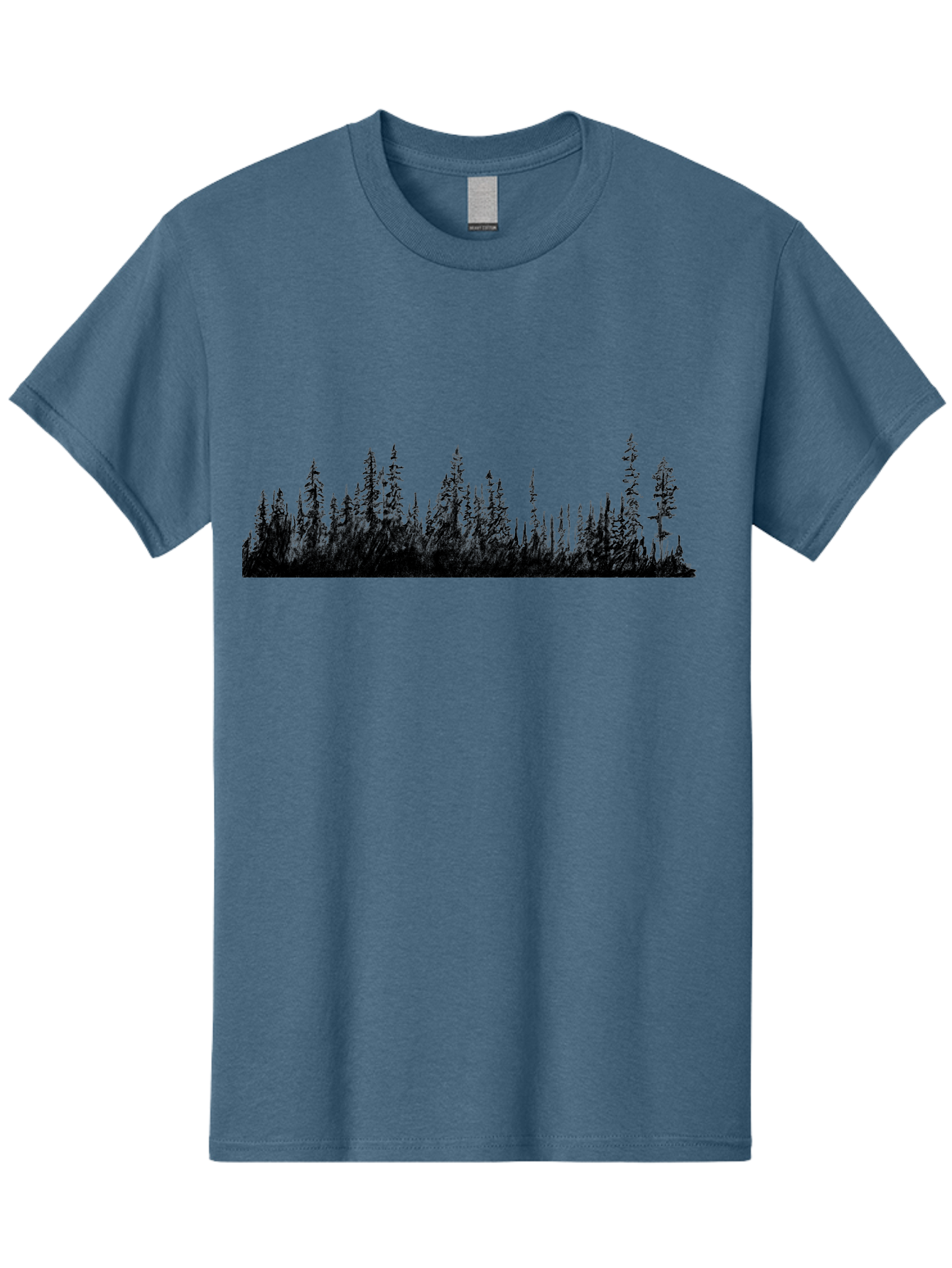 Evergreen-Silhouettes Men'S Graphic Tee, 100% Cotton, Comfortable Casual Summer Wear, Machine Washable, Silhouetted Trees, Evergreen Forest, Pine Tree Landscape, Dark Foliage, Mysterious Ambiance, Scenic Edge, Nature Illustration, Forest Scene Aac305