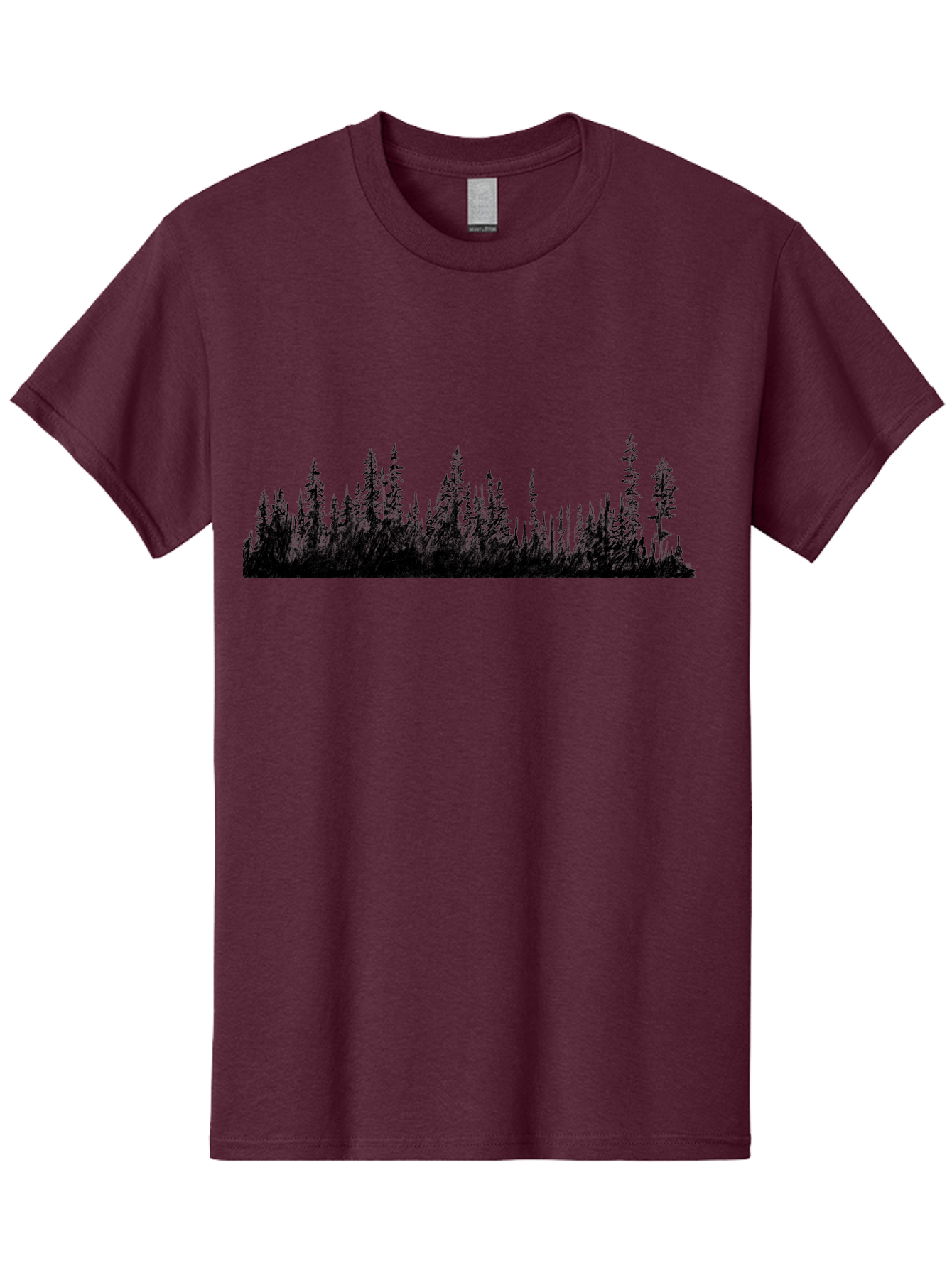 Evergreen-Silhouettes Men'S Graphic Tee, 100% Cotton, Comfortable Casual Summer Wear, Machine Washable, Silhouetted Trees, Evergreen Forest, Pine Tree Landscape, Dark Foliage, Mysterious Ambiance, Scenic Edge, Nature Illustration, Forest Scene Aac305